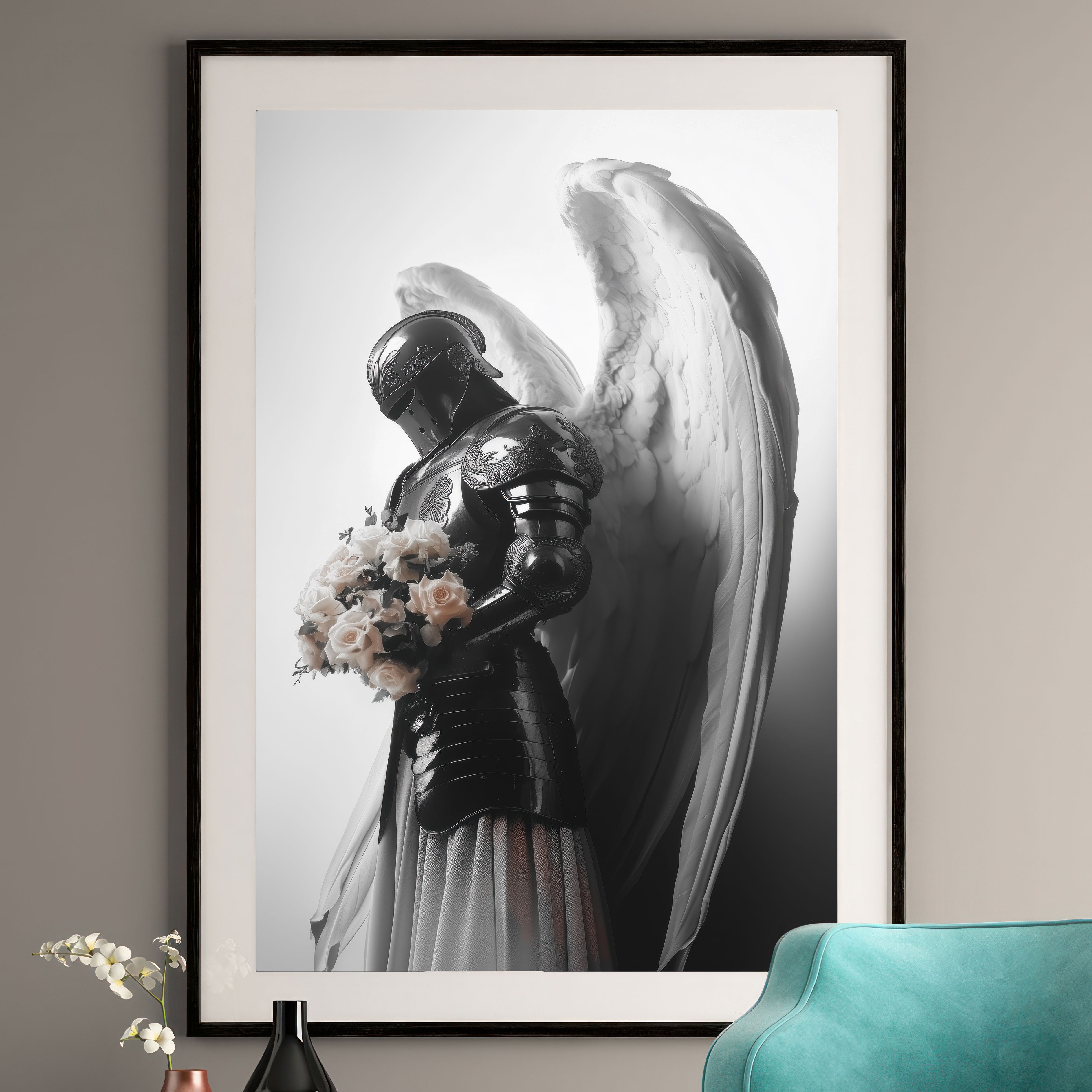 Angelic Knight Print - Ethereal Fantasy Wall Art