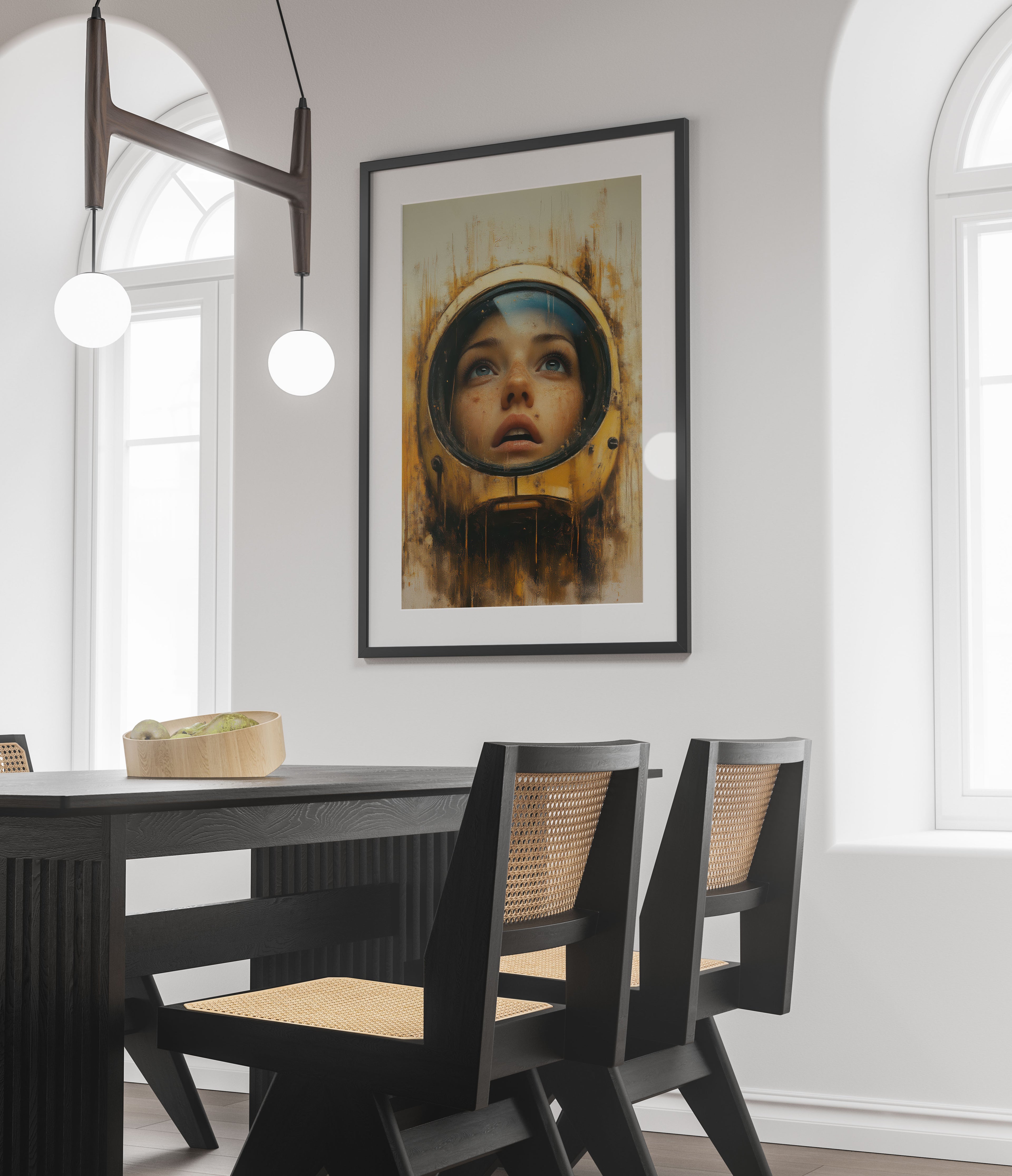 Astronaut's Gaze Art Print - Surreal Portrait, Space Decor