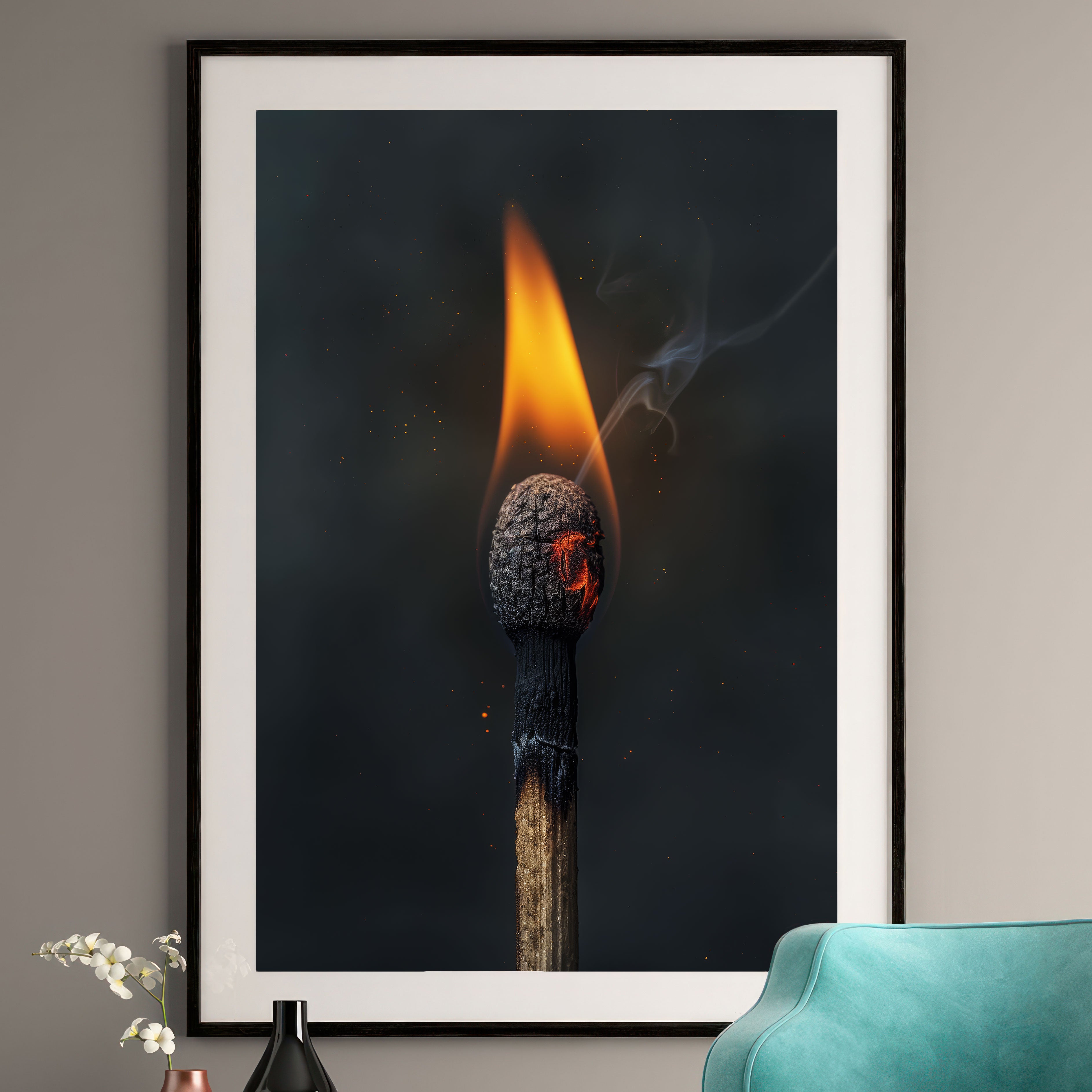 Burning Match Macro Print - Unique Wall Art