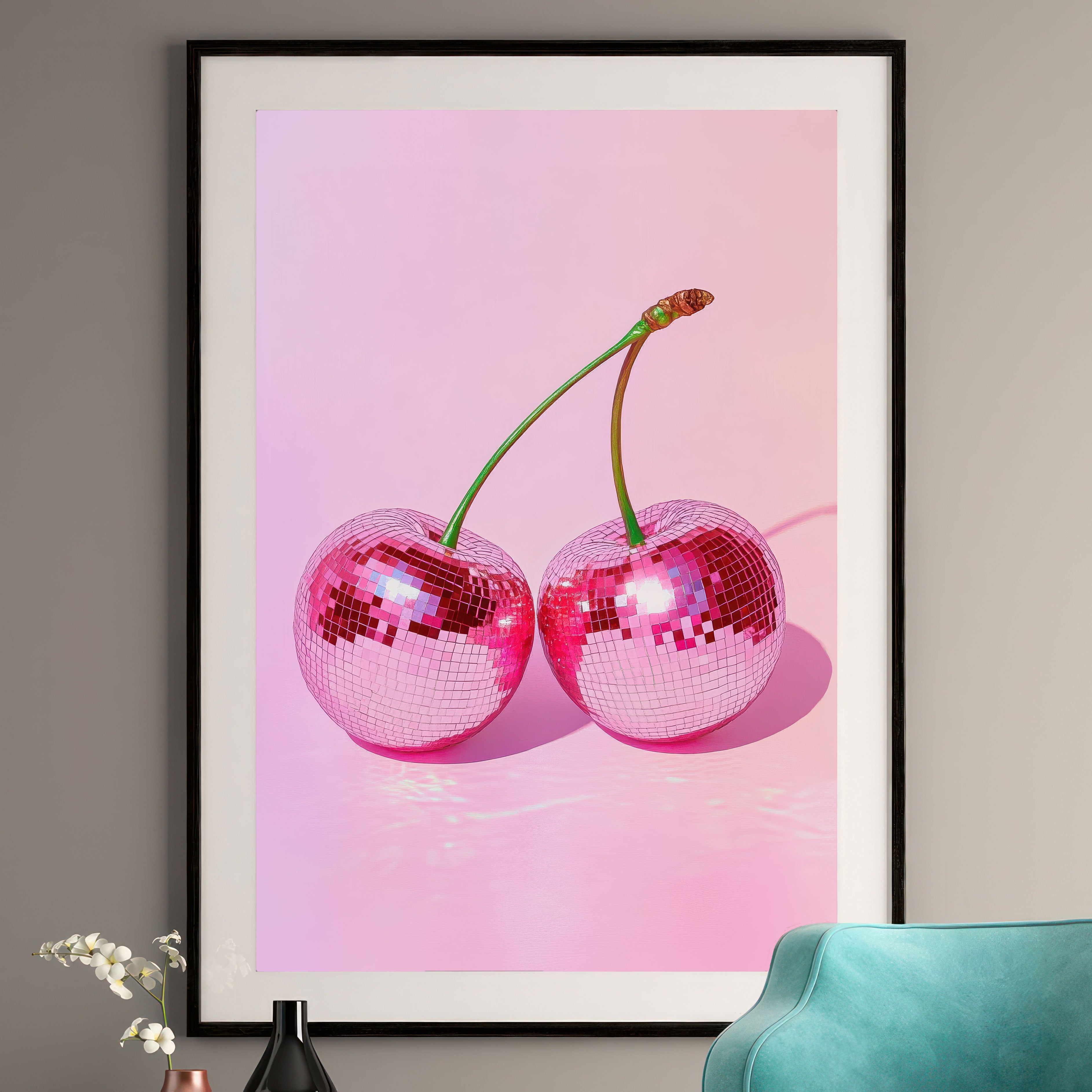 Disco Cherries Art Print - Retro Pop Art Wall Decor