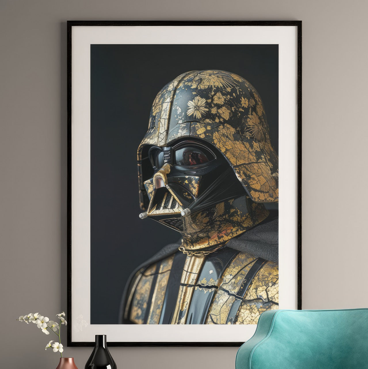 Darth Vader Kintsugi Art Print - Star Wars Poster