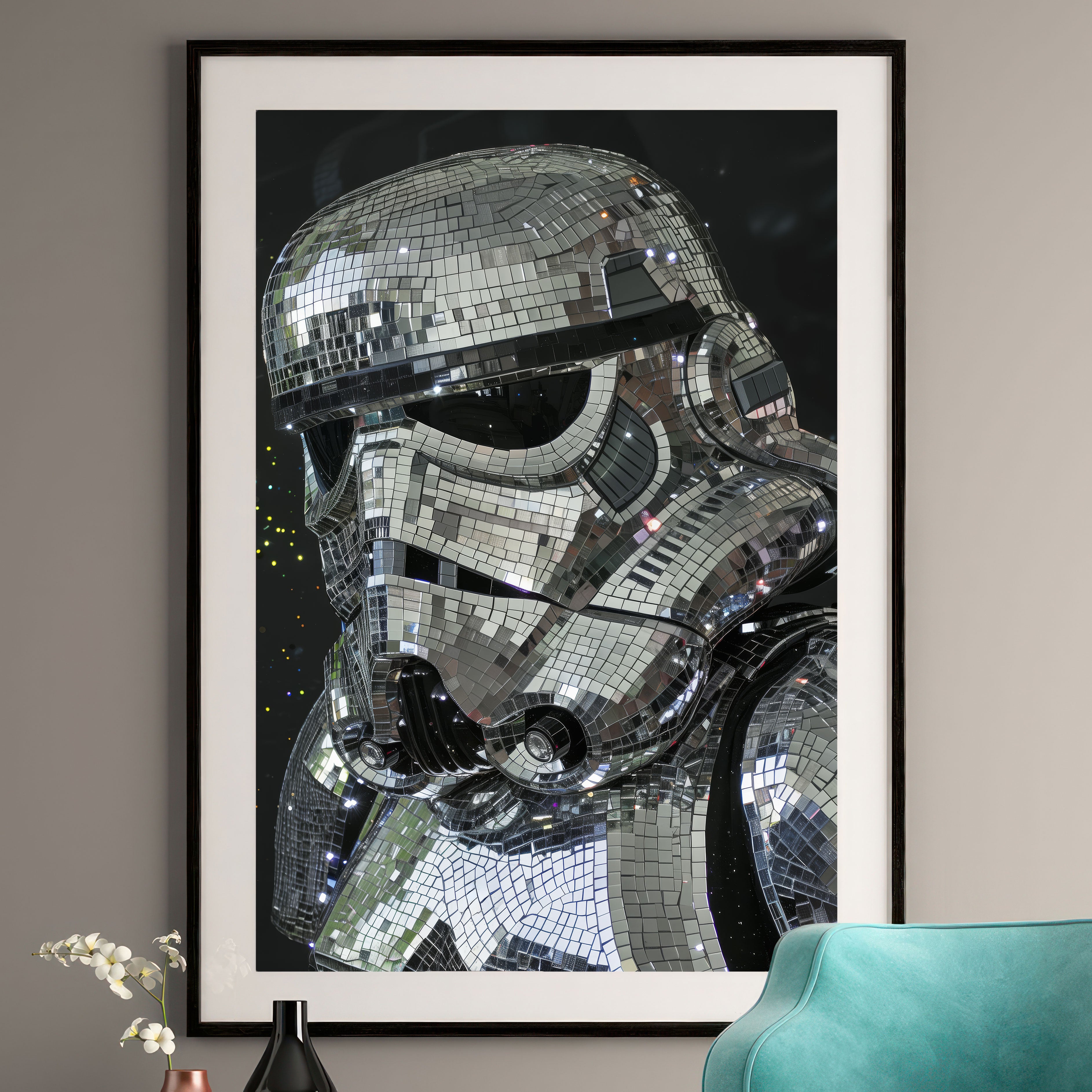 Disco Trooper Art Print - Mirrored Stormtrooper Decor