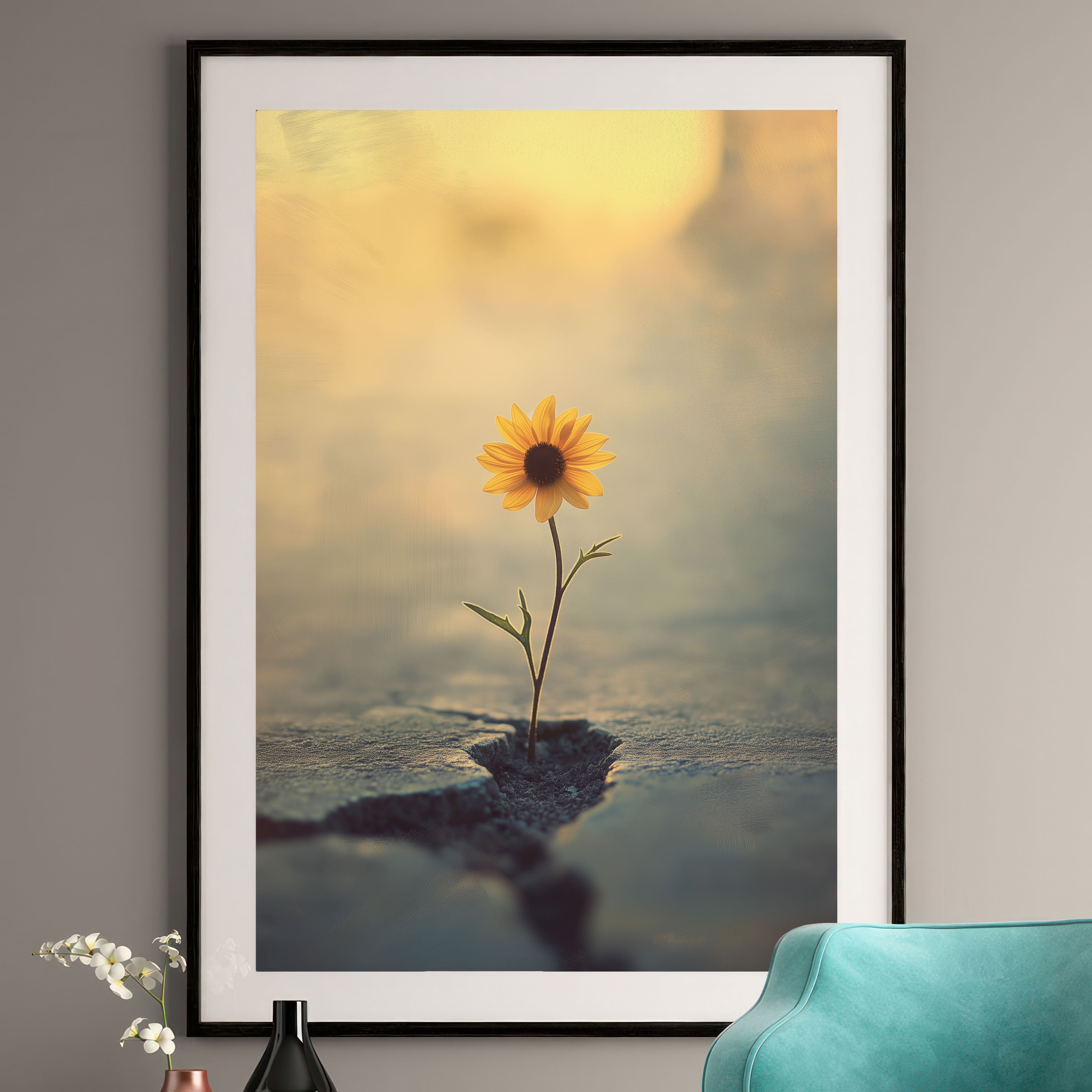 Urban Dandelion Art Print – Hope Through Concrete – Minimalist Botanical Wall Decor