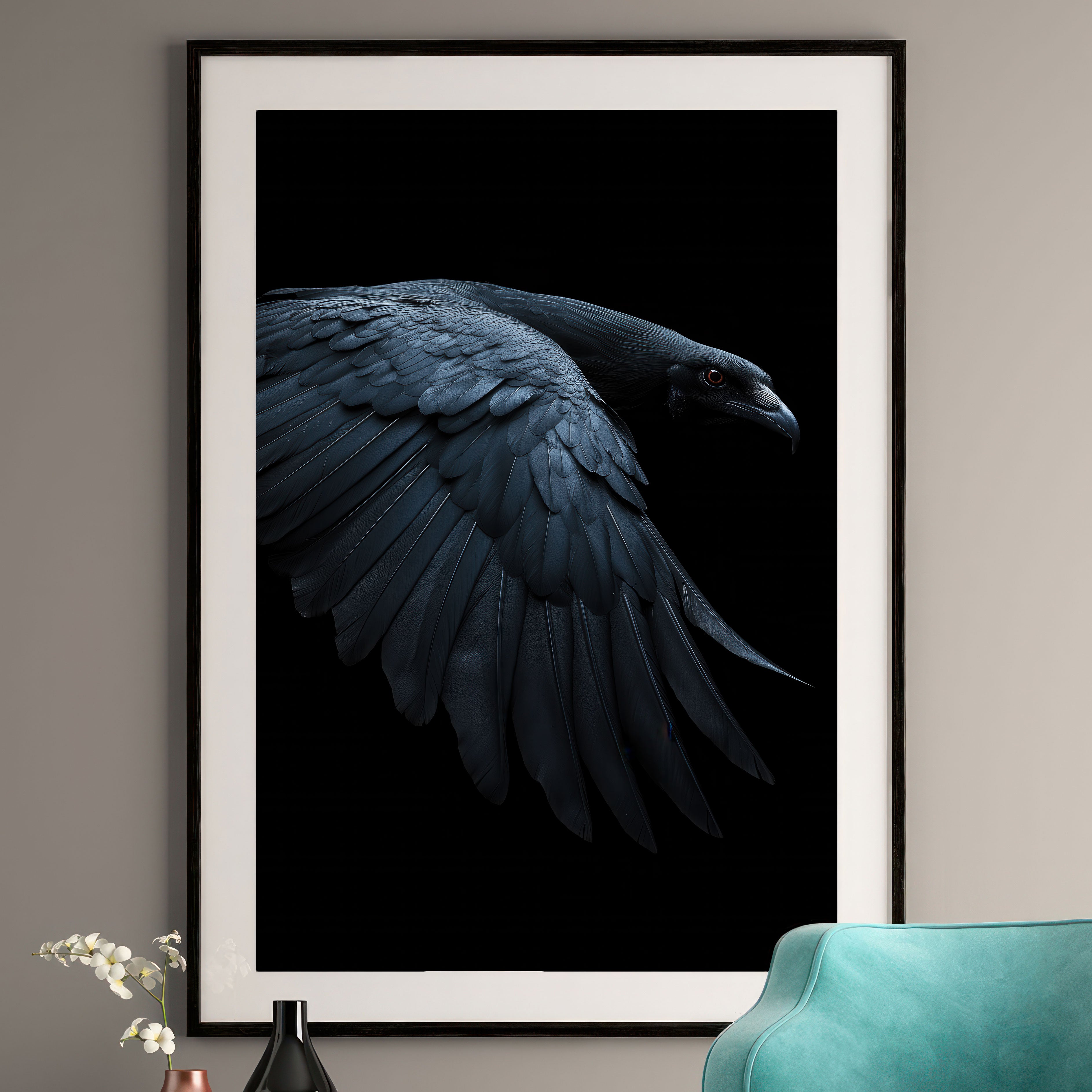 Gothic Raven Art Print - Dark Academia Wall Decor