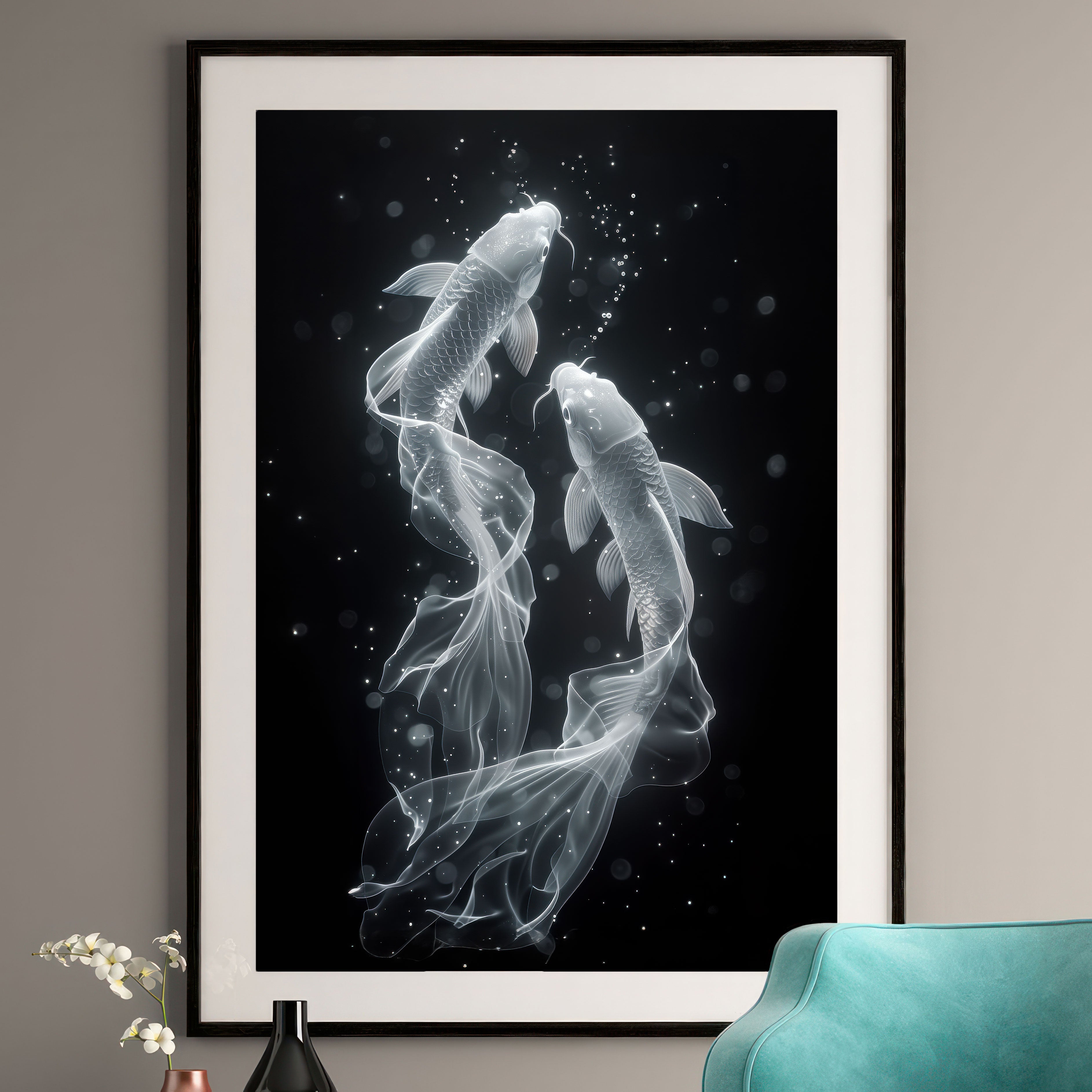 Ethereal Koi Fish Art Print | Mystical Wall Art | Zen Home Decor