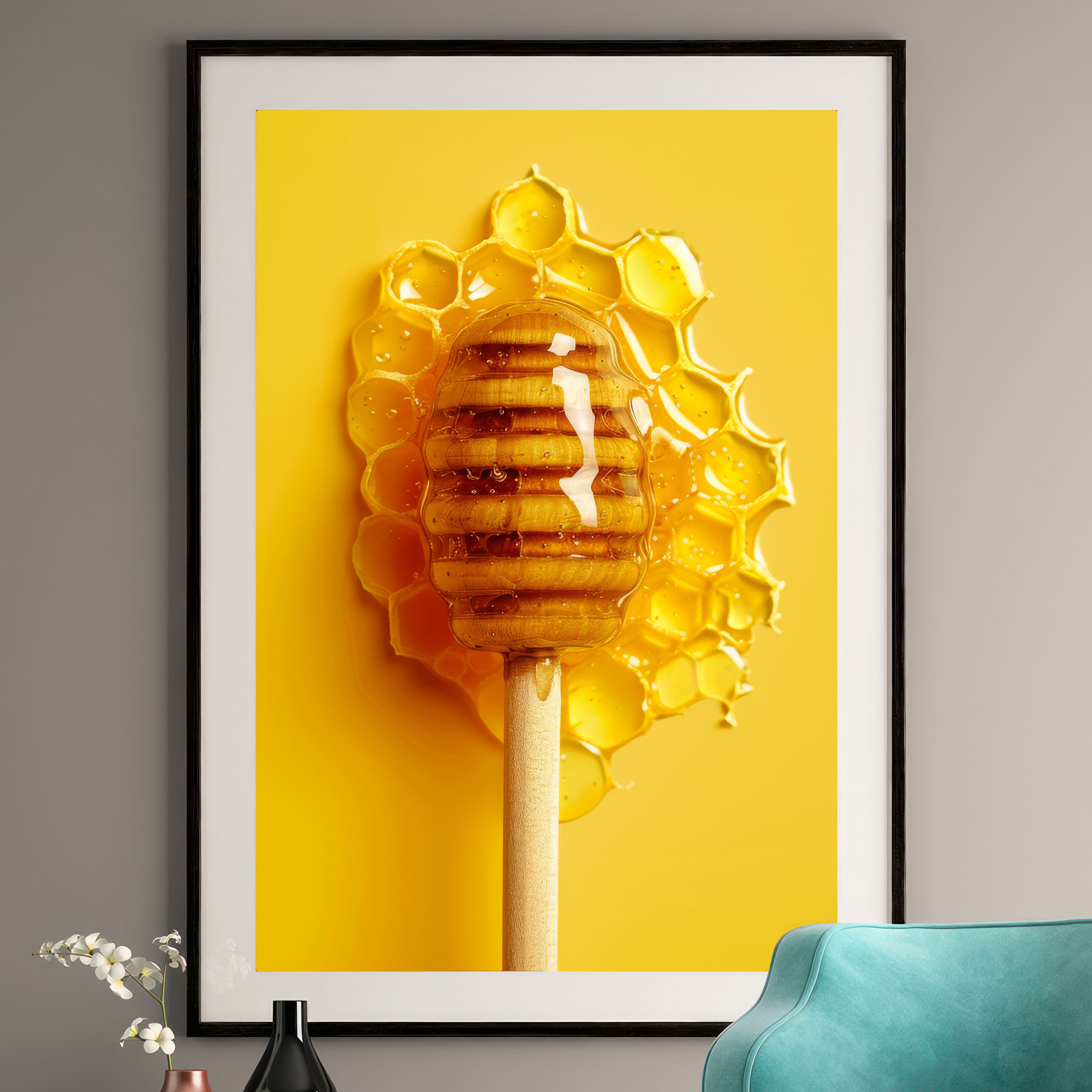 Honey Dipper Art Print - Kitchen Wall Decor