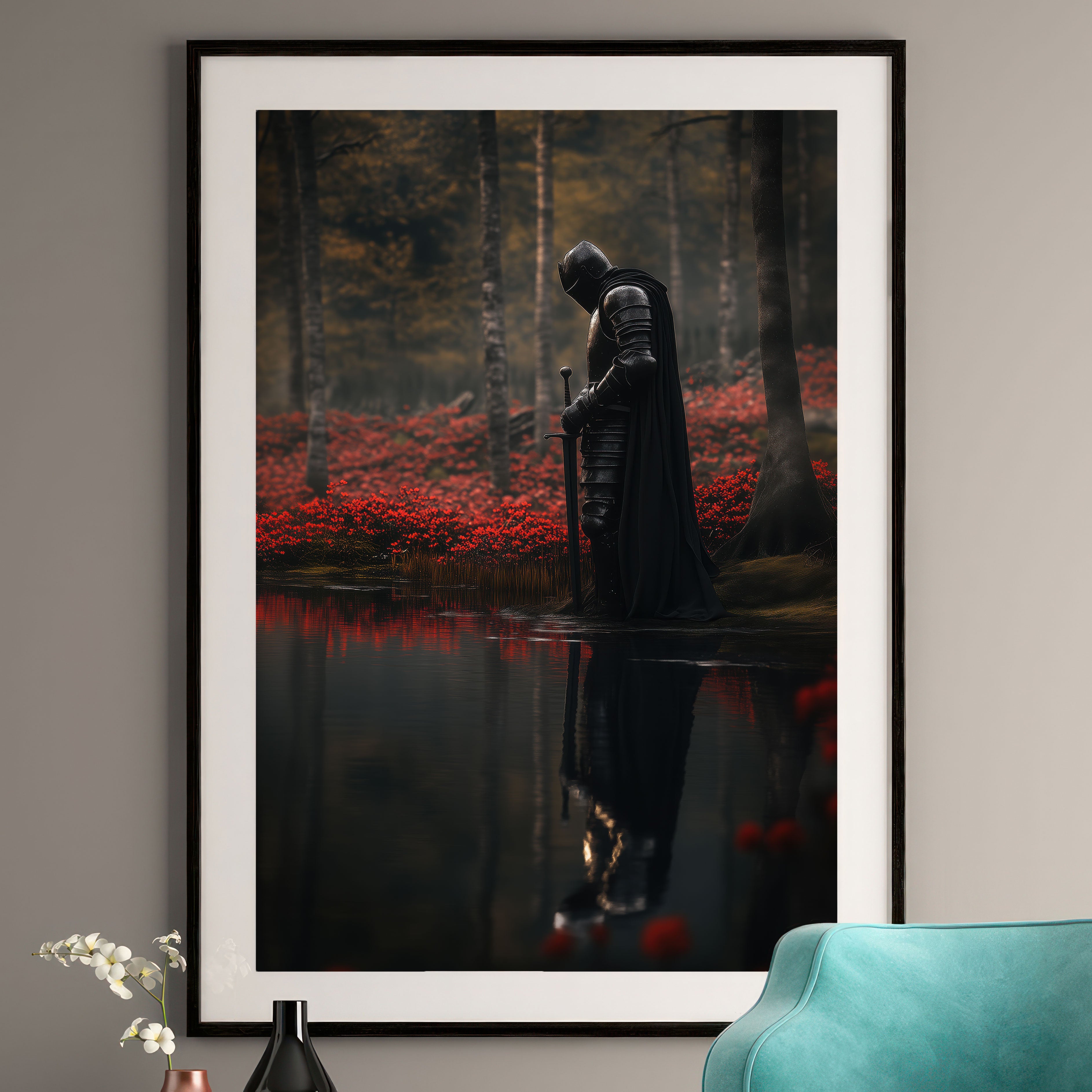 Dark Fantasy Knight Print - Medieval Gothic Wall Art