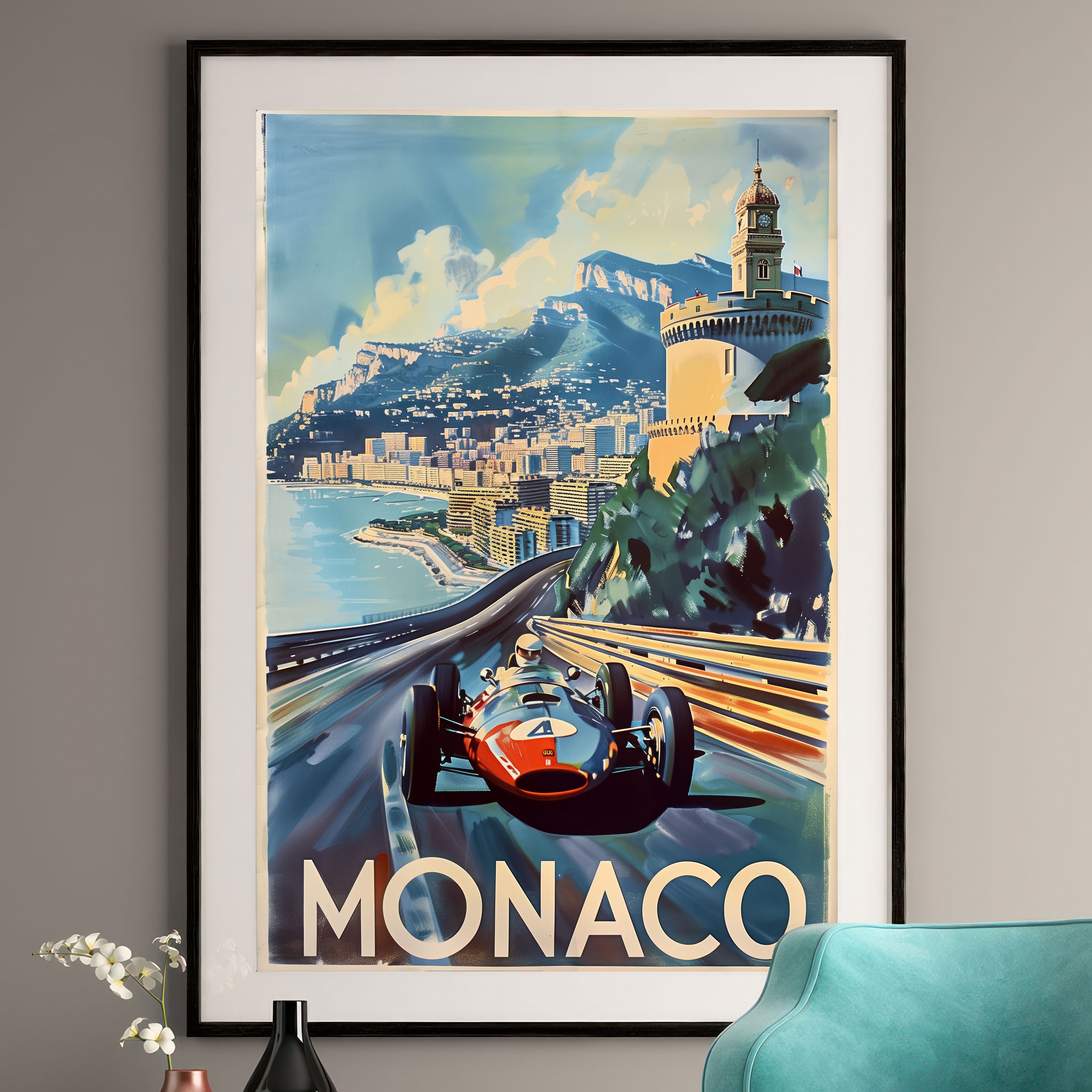Vintage Monaco Grand Prix Art Print - Formula 1