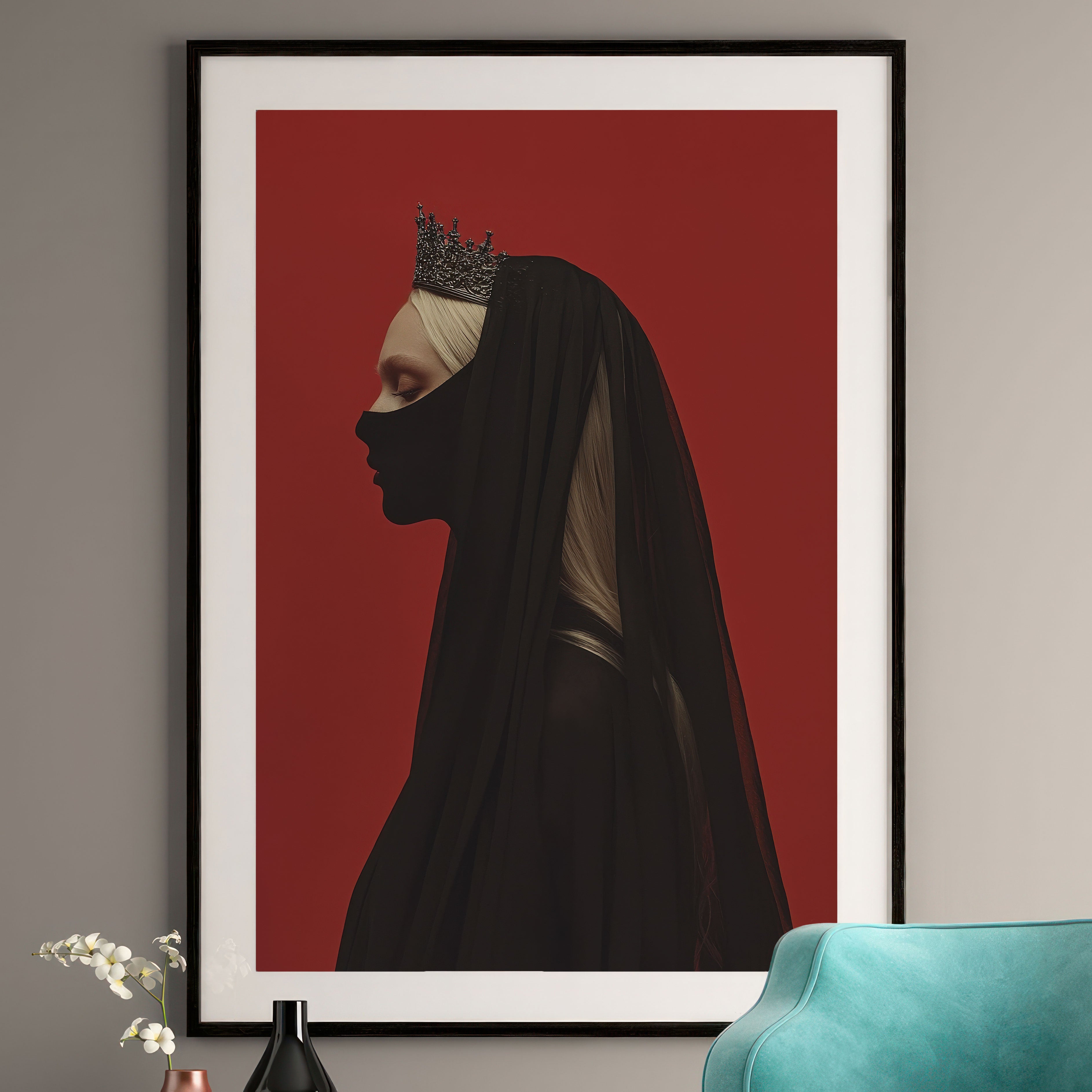 Gothic Queen Art Print - Dark Regal Portrait