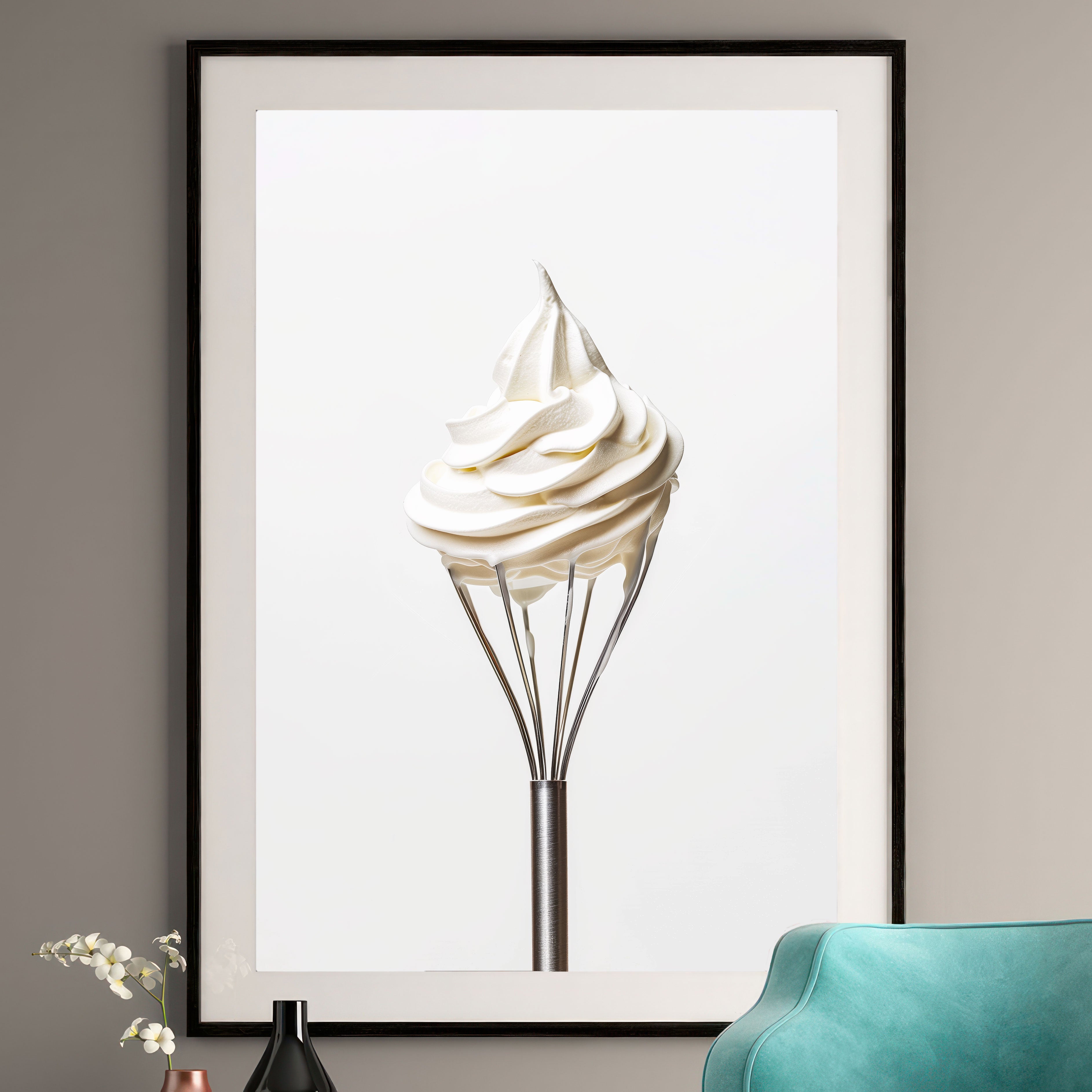 Kitchen Whisk Art Print - Whipped Cream Wall Art - Minimalist Decor