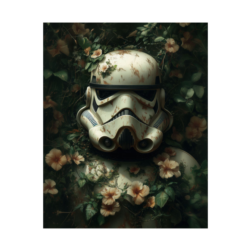 Stormtrooper Helmet Floral Art Print - Star Wars Wall Art