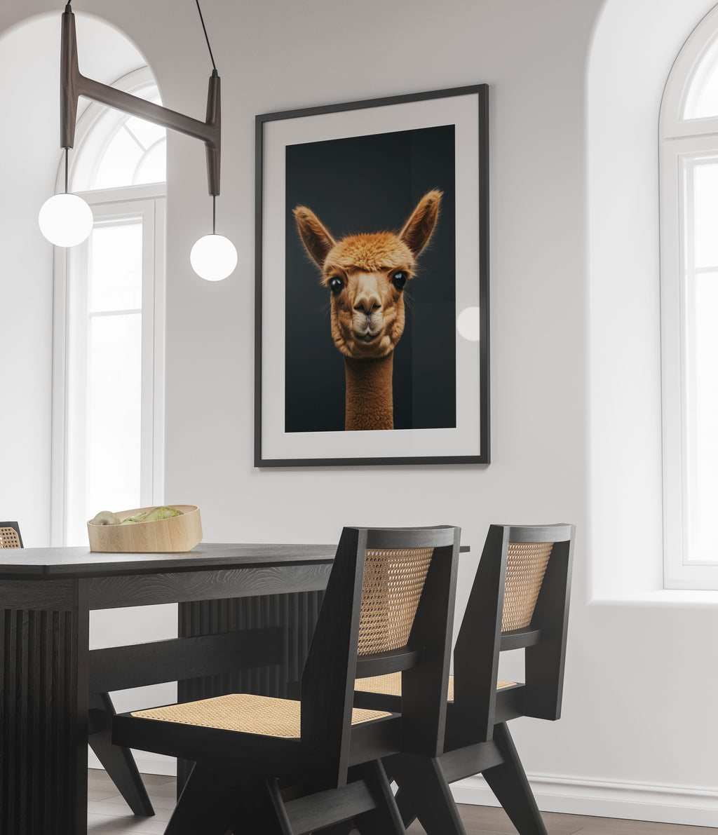 Alpaca Wall Art Print - Cute Animal Portrait - Nursery & Farmhouse Decor