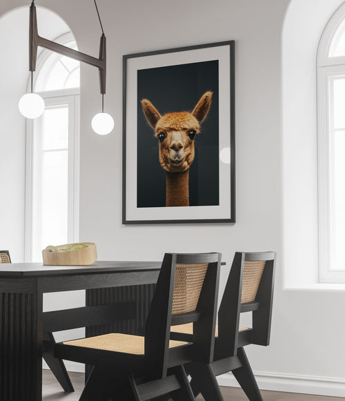 Alpaca Wall Art Print - Cute Animal Portrait - Nursery & Farmhouse Decor