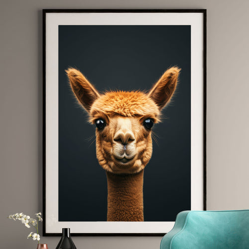 Alpaca Wall Art Print - Cute Animal Portrait - Nursery & Farmhouse Decor