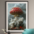 Explosive Amanita Mushroom Cloud Art Print - Unique Fungi Illustration