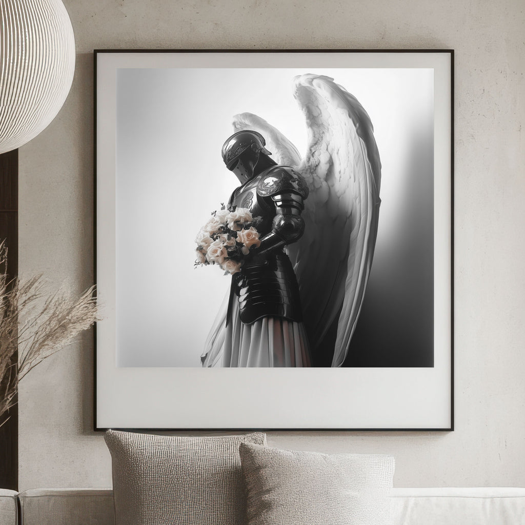 Angelic Knight Print - Ethereal Fantasy Wall Art