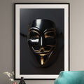 Guy Fawkes Mask Art Print - Anonymous in Black Platinum
