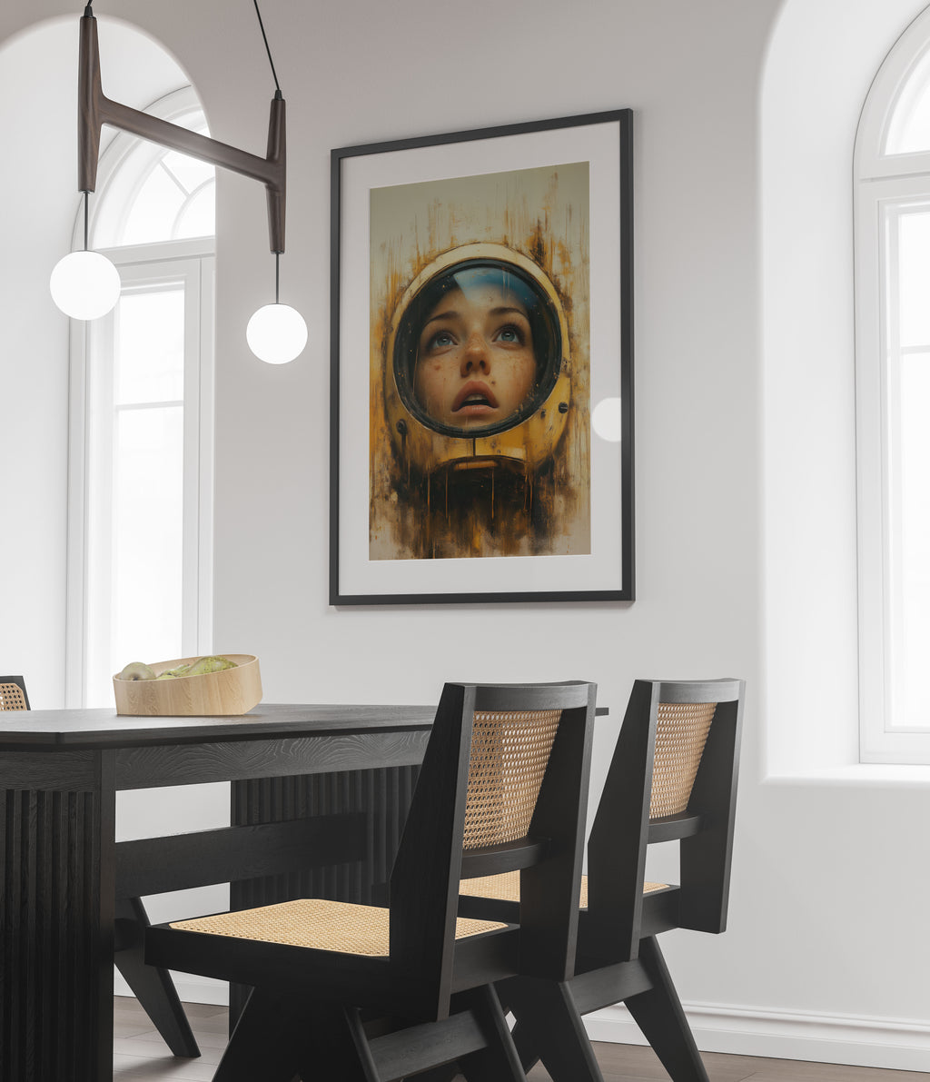 Astronaut's Gaze Art Print - Surreal Portrait, Space Decor