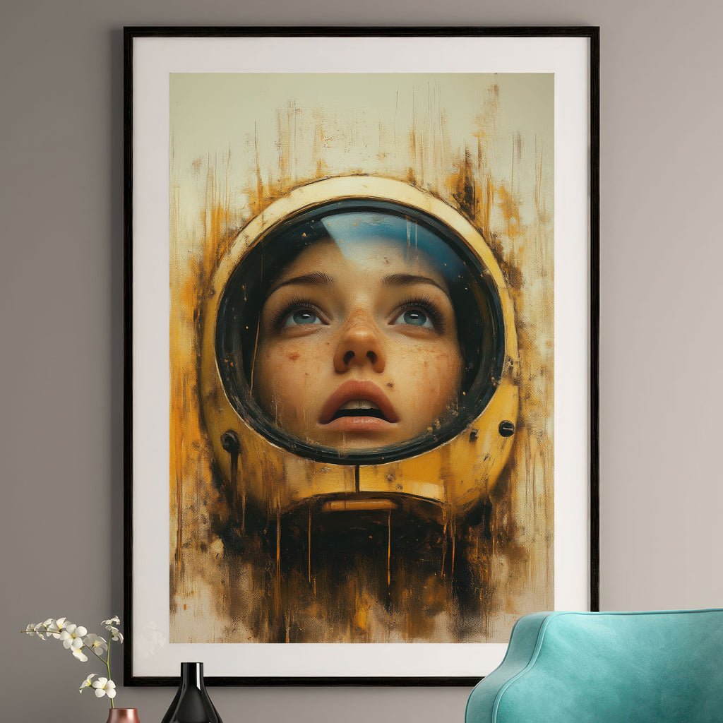Astronaut's Gaze Art Print - Surreal Portrait, Space Decor