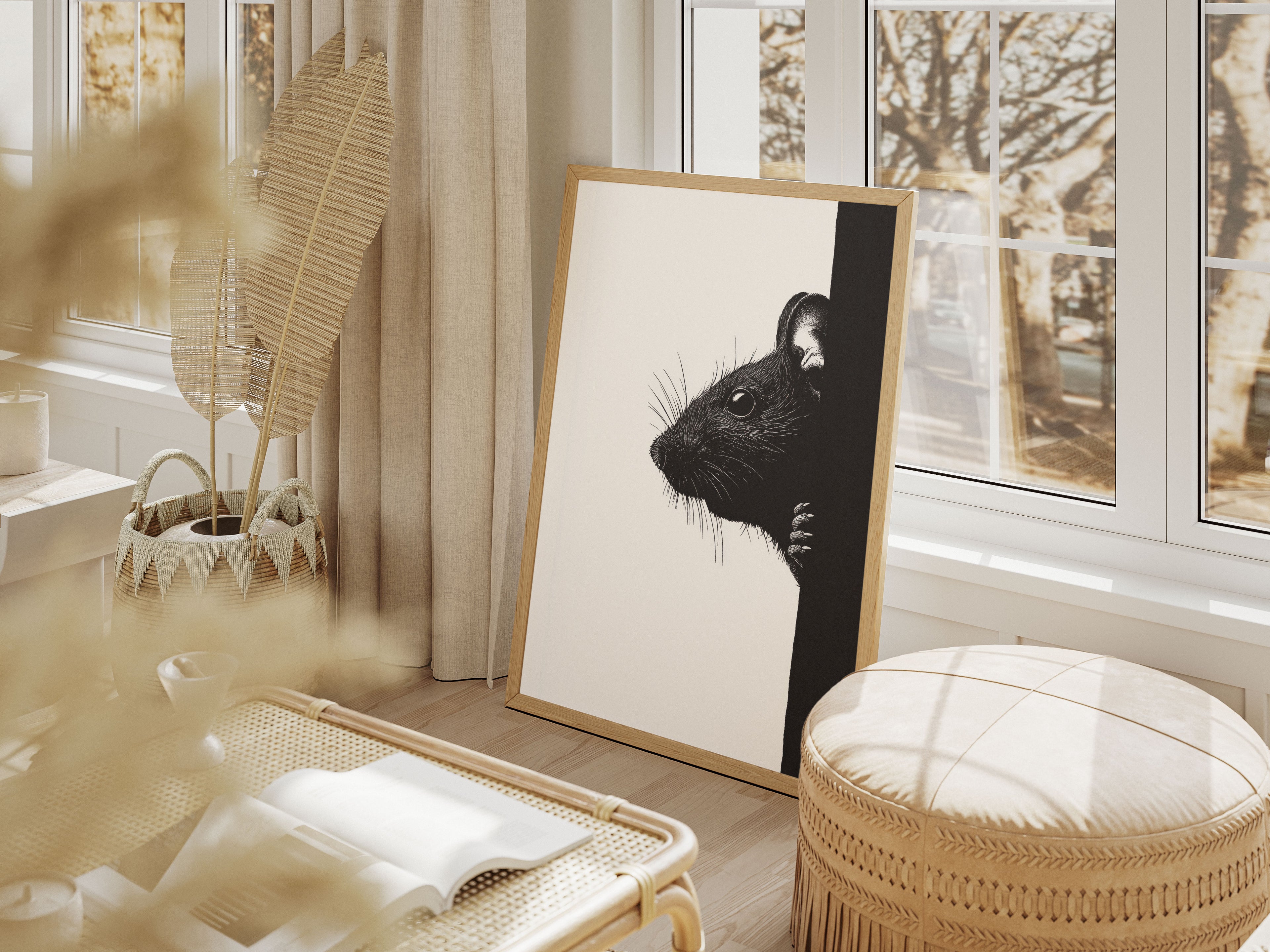 Gothic Mouse Art Print - Black and White Wall Art