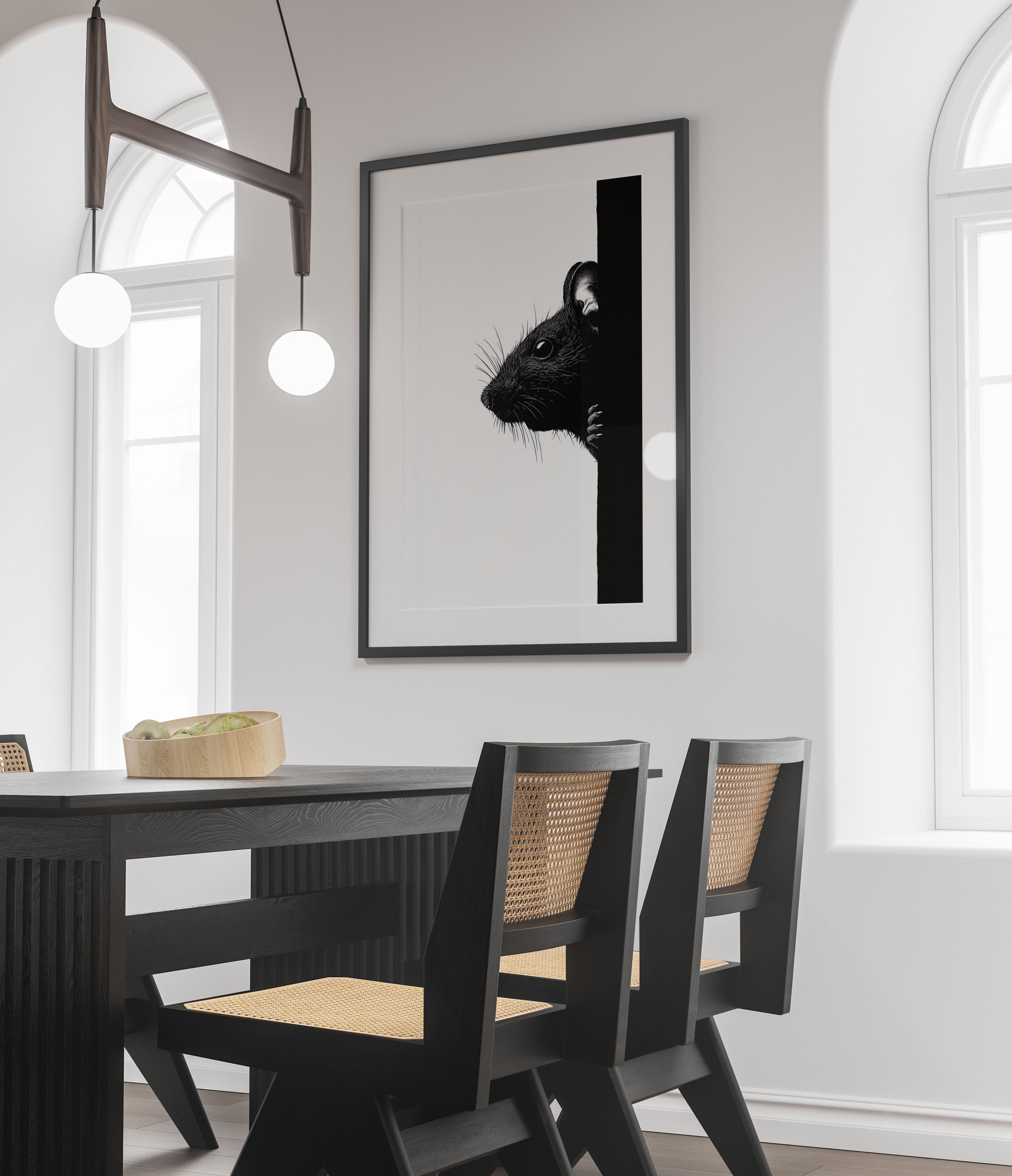 Gothic Mouse Art Print - Black and White Wall Art