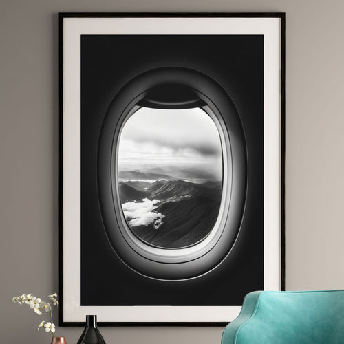 Airplane Window Art Print - Mountain Landscape