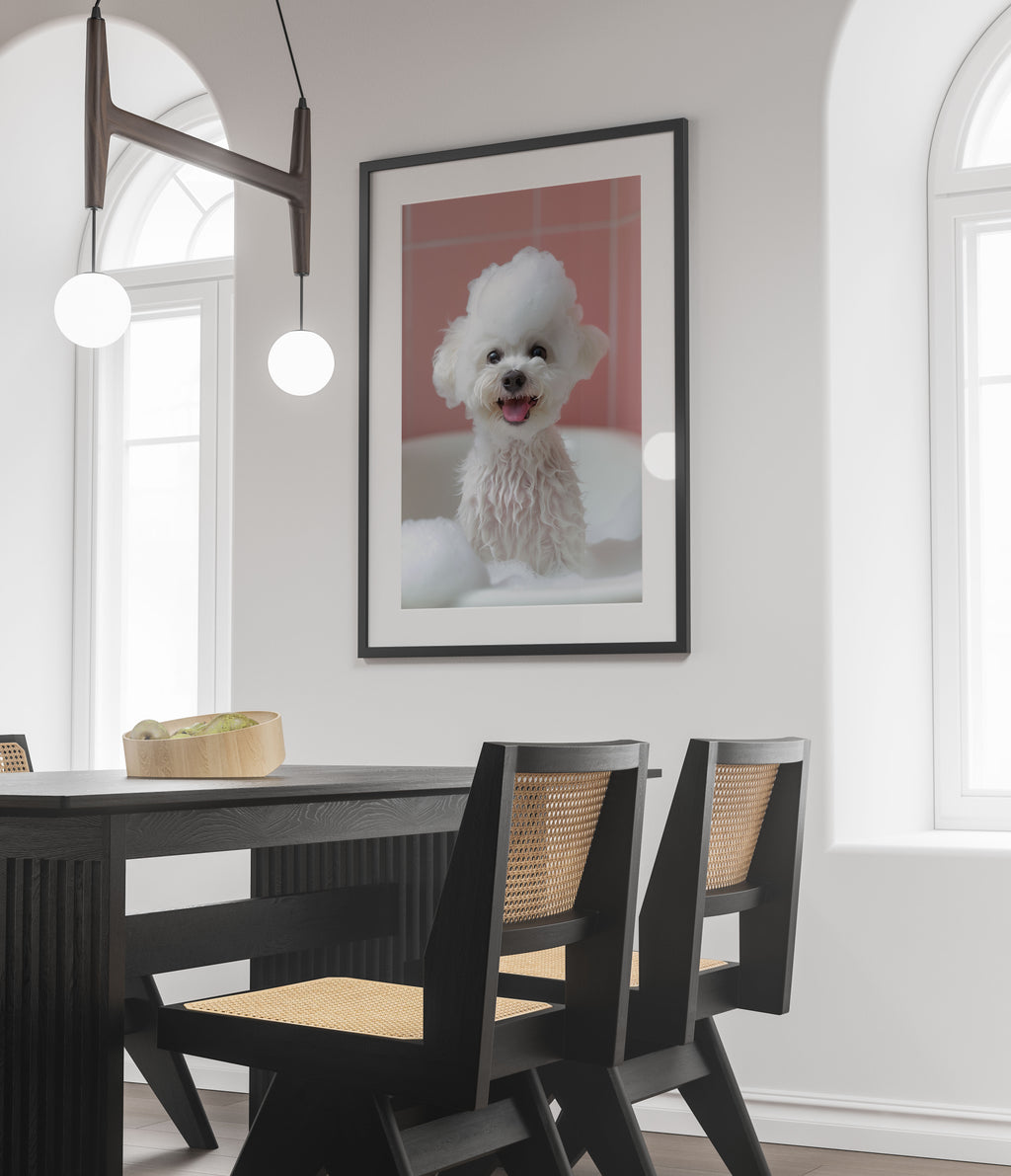 Bichon Frise Bathtime Art Print - Adorable Dog Wall Art