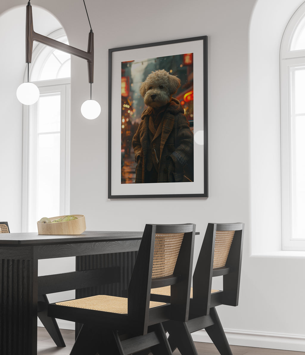 Bichon Frise Print - Vintage Car - Neon Nostalgia Art