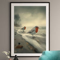Coastal Robin Art Print - Moody Seascape Wall Decor
