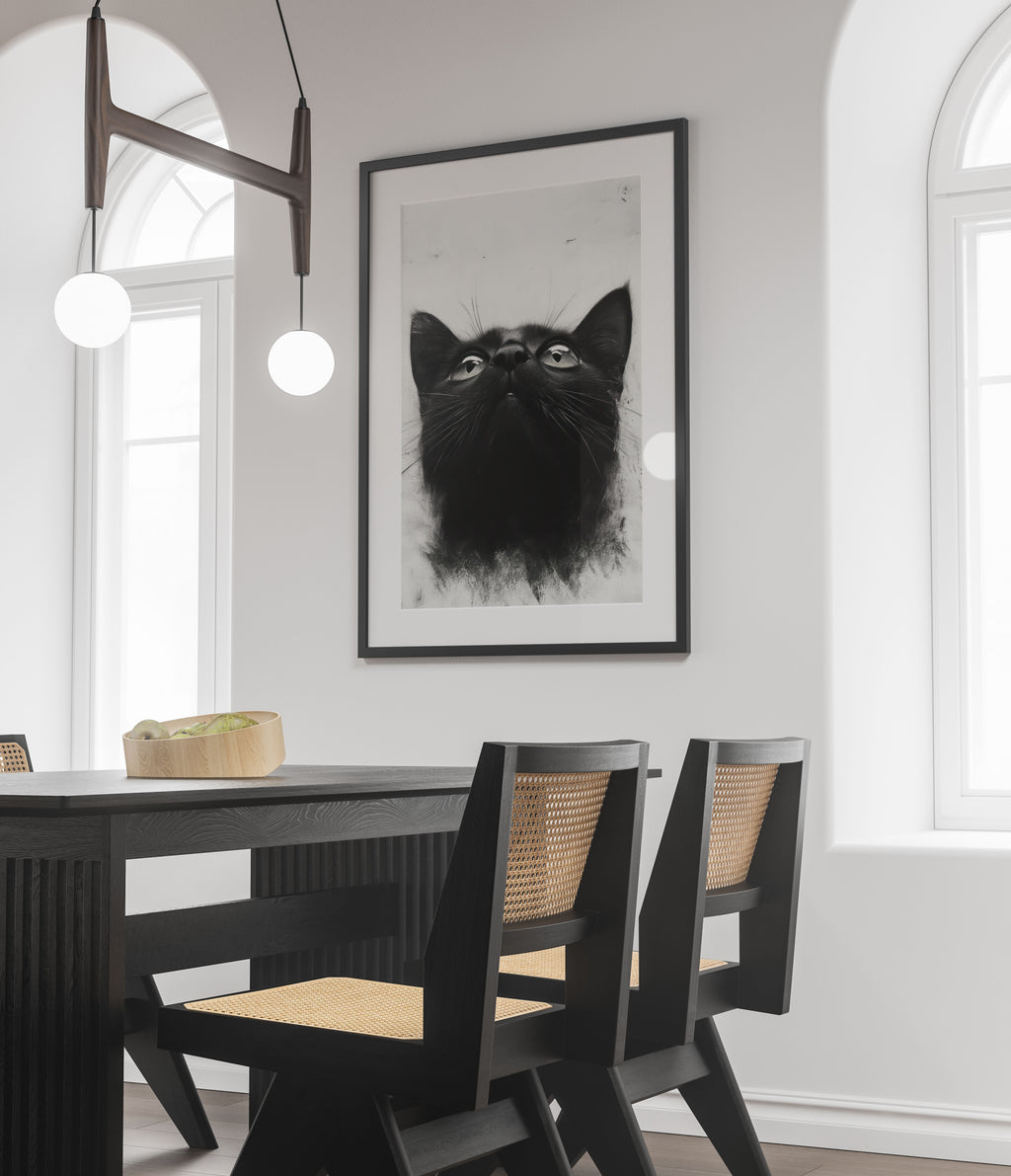 Black Cat Portrait - Intense Eyes Wall Art - Fine Art Print