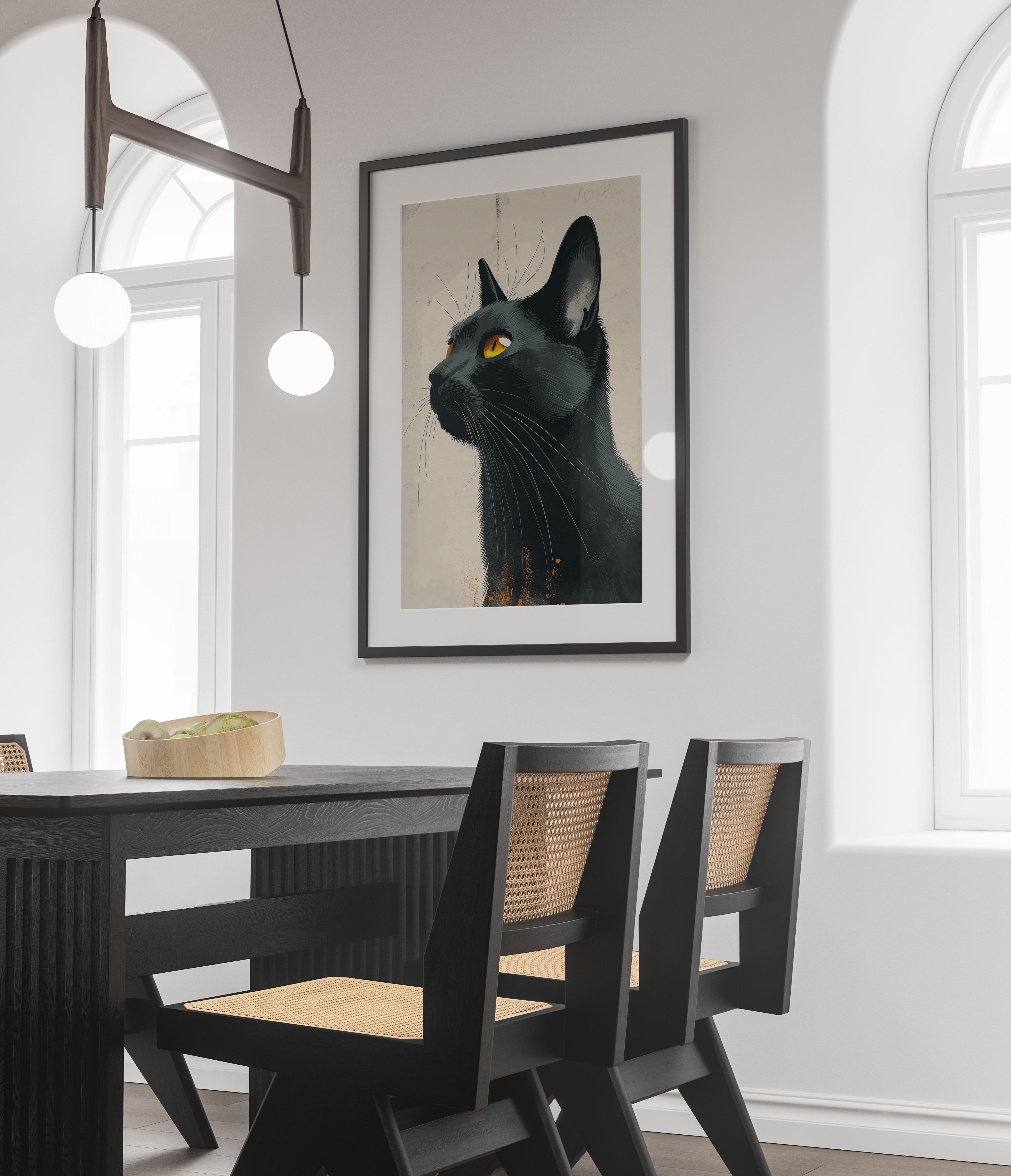 Minimalist Black Cat Art Print | Modern Feline Illustration | Cat Lover Wall Art