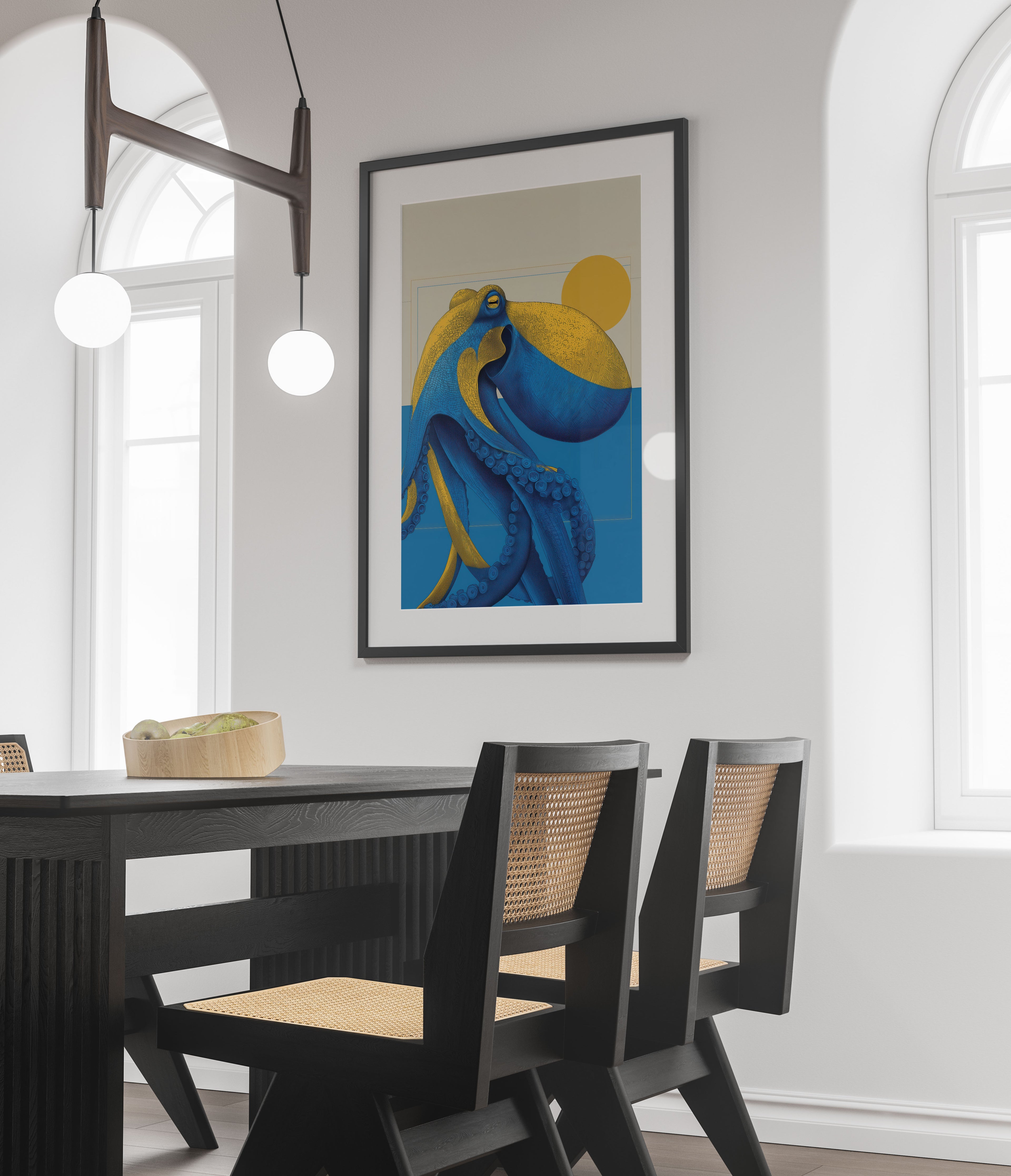 Octopus Art Print - Nautical Block Print Decor
