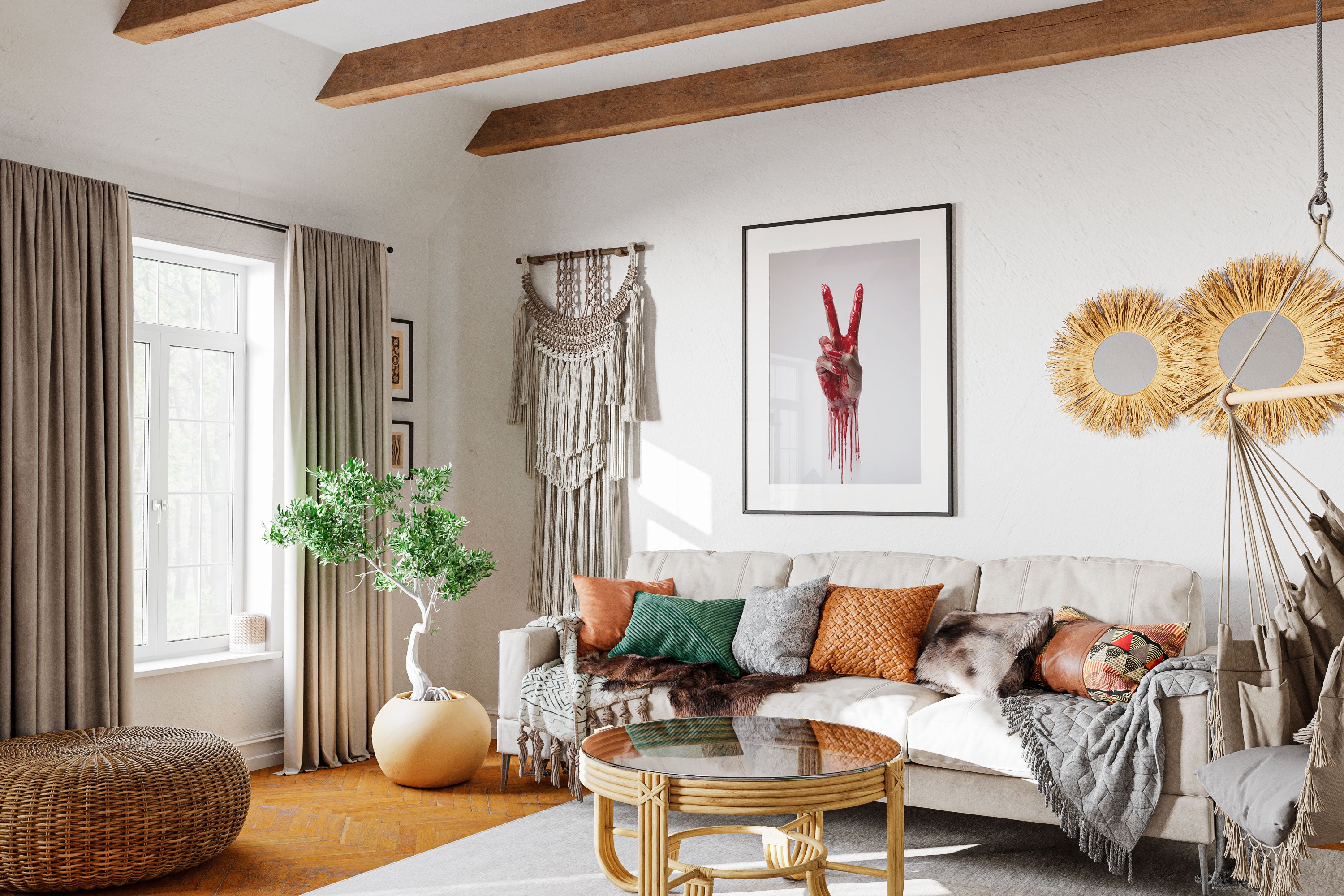 Bloody Peace Art Print | Provocative Activism Wall Art | Crimson & White Decor