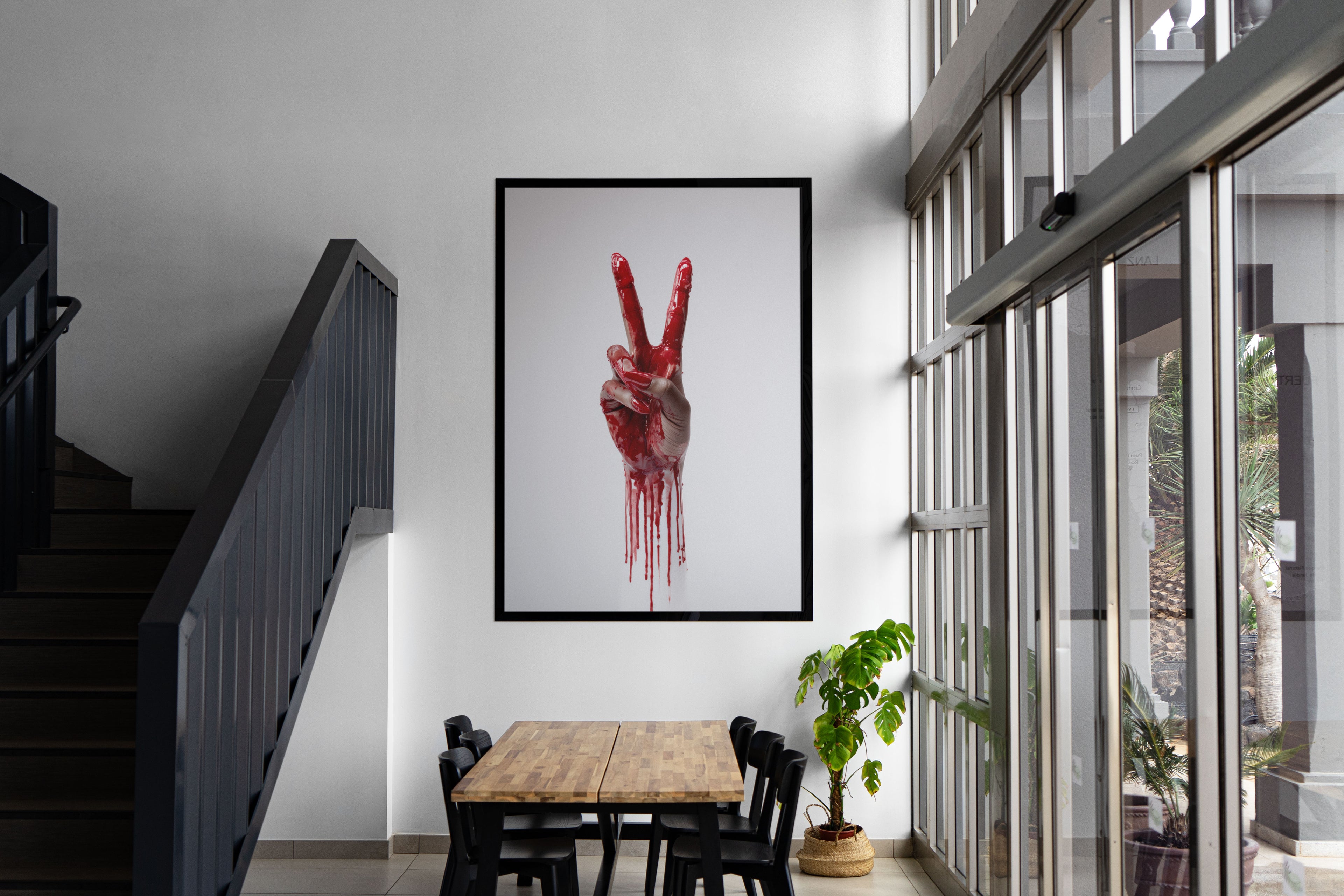 Bloody Peace Art Print | Provocative Activism Wall Art | Crimson & White Decor