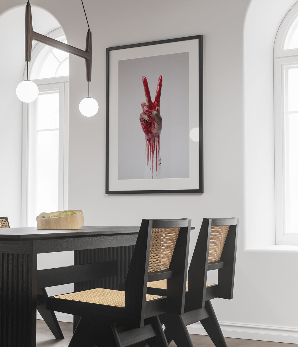 Bloody Peace Art Print | Provocative Activism Wall Art | Crimson & White Decor