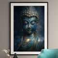 Blue and Gold Buddha Art Print - Zen Spiritual Wall Decor