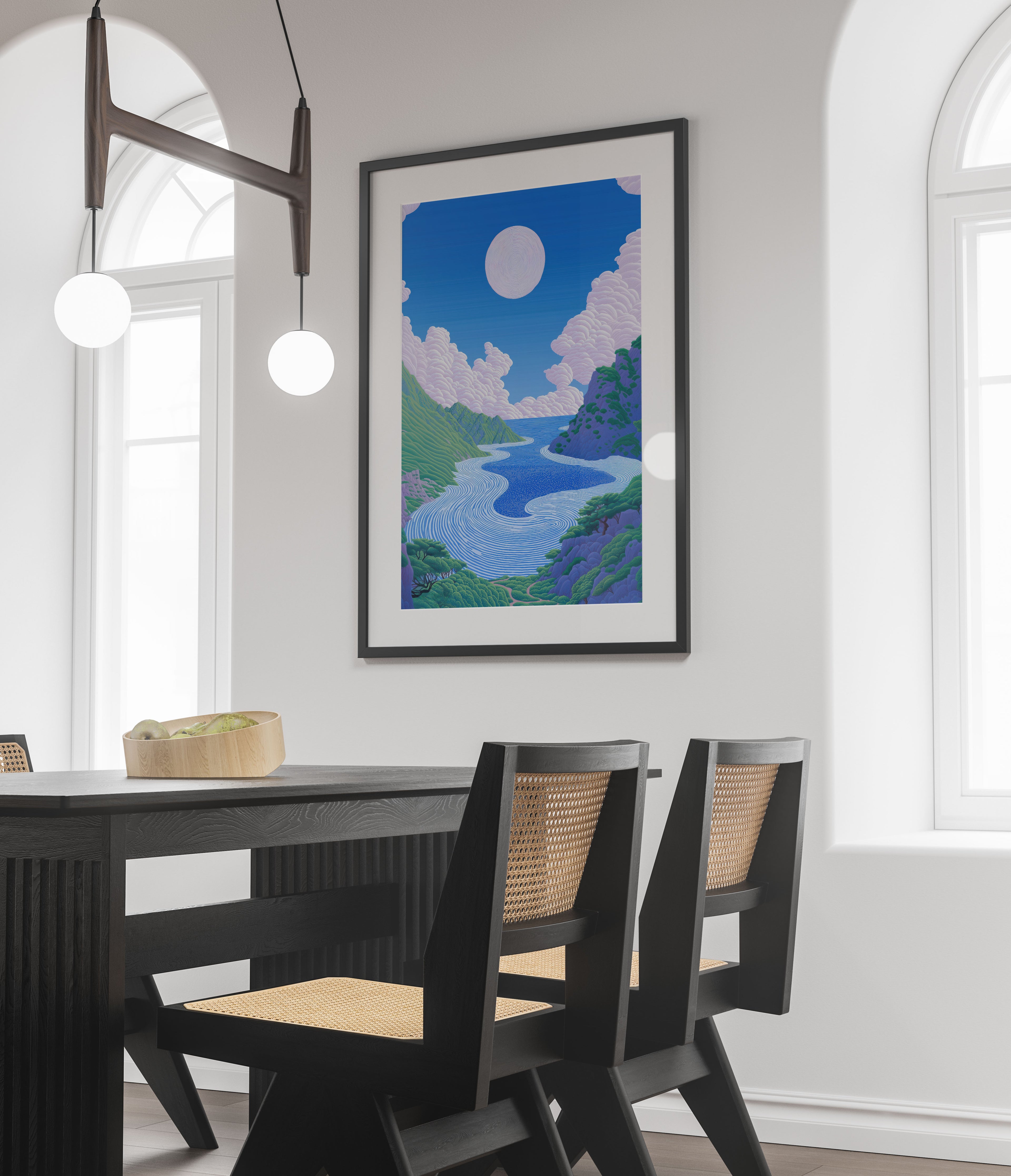 Full Moon Landscape Print - Serene Nature Wall Art