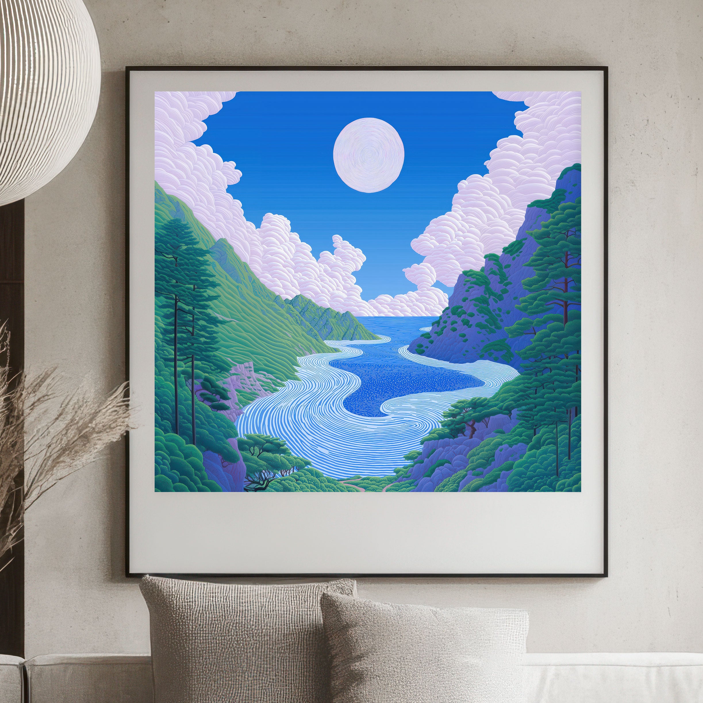 Full Moon Landscape Print - Serene Nature Wall Art