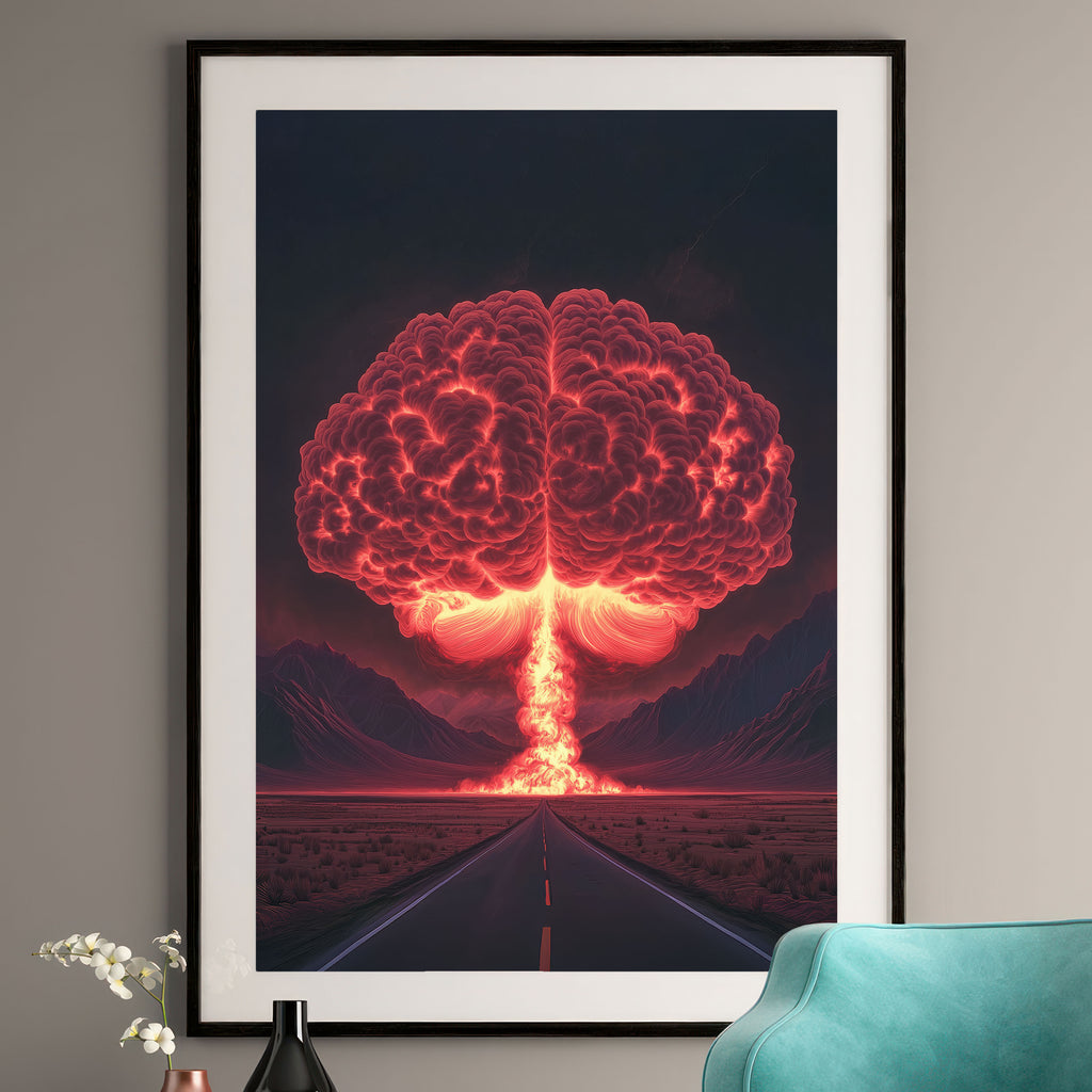 Brain Explosion Art Print - Surreal Wall Decor - Thought-Provoking