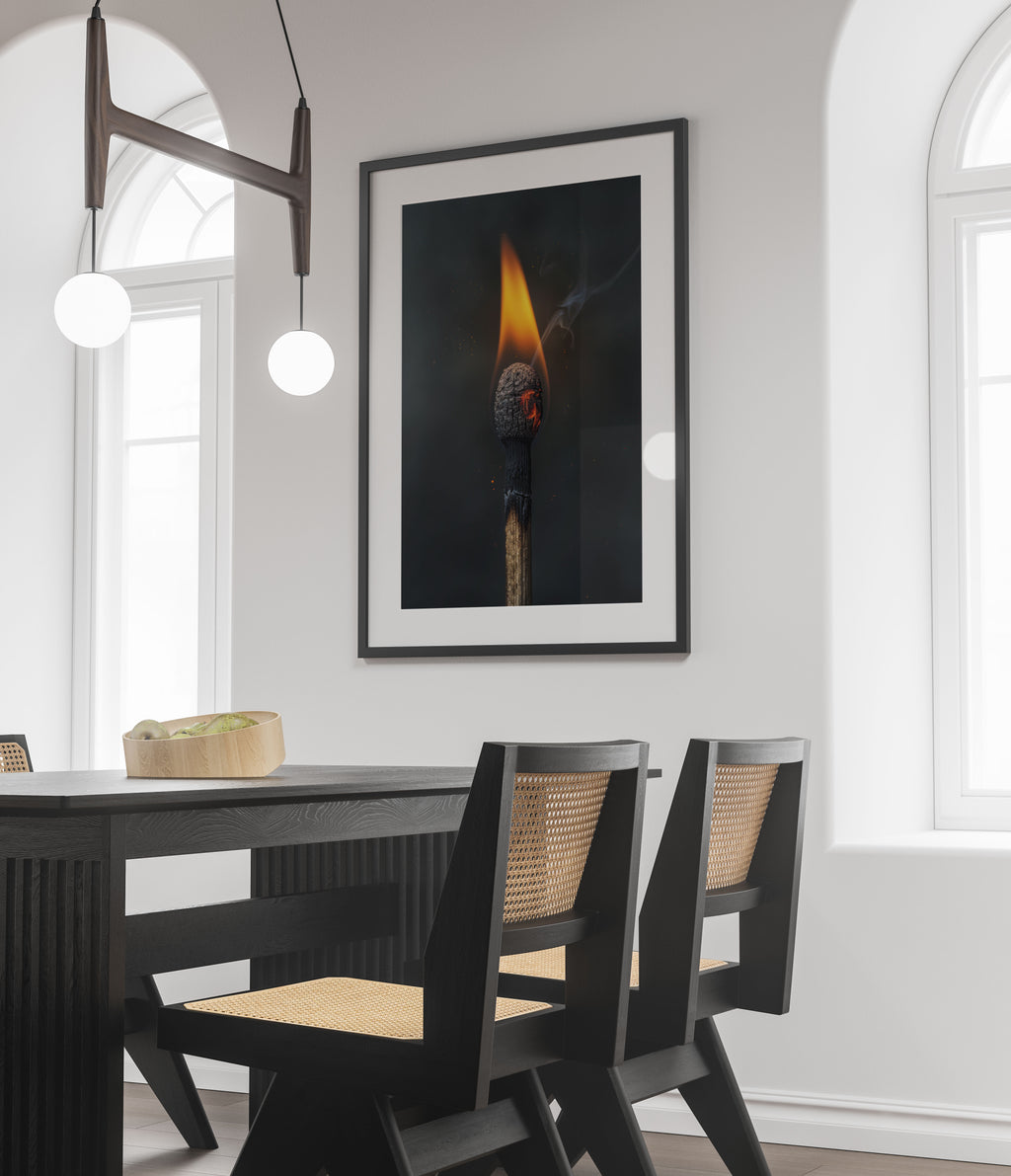 Burning Match Macro Print - Unique Wall Art