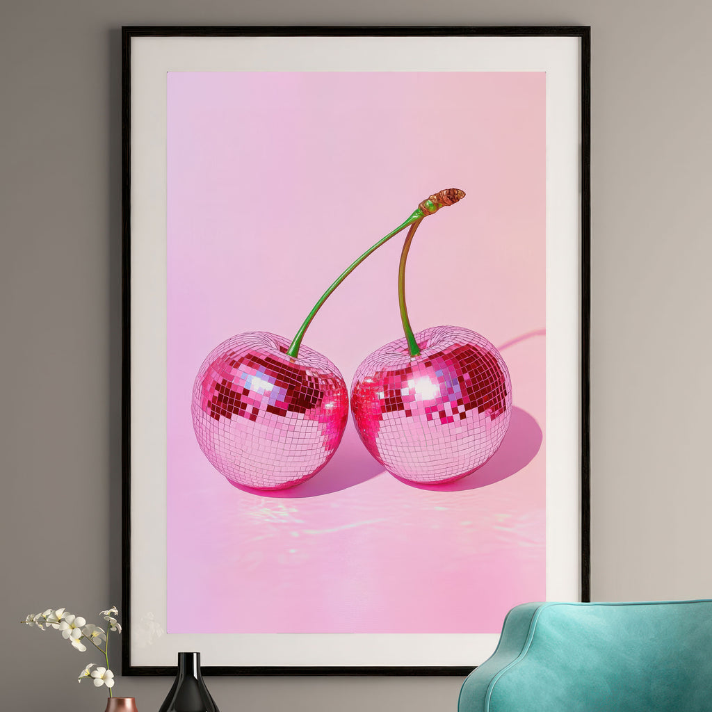 Disco Cherries Art Print - Retro Pop Art Wall Decor