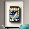 Cool It Cowboy Art Print – Vintage Matchbox Design – Americana Wall Decor