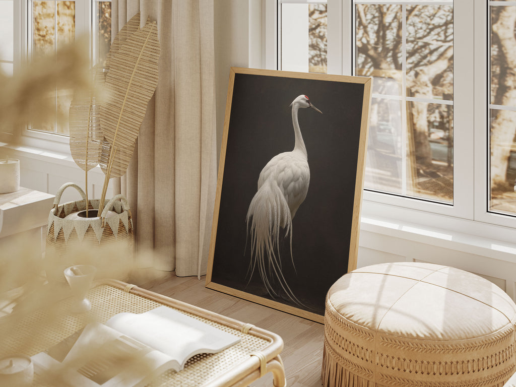 Crane Art Print - Minimalist Japanese Wall Art