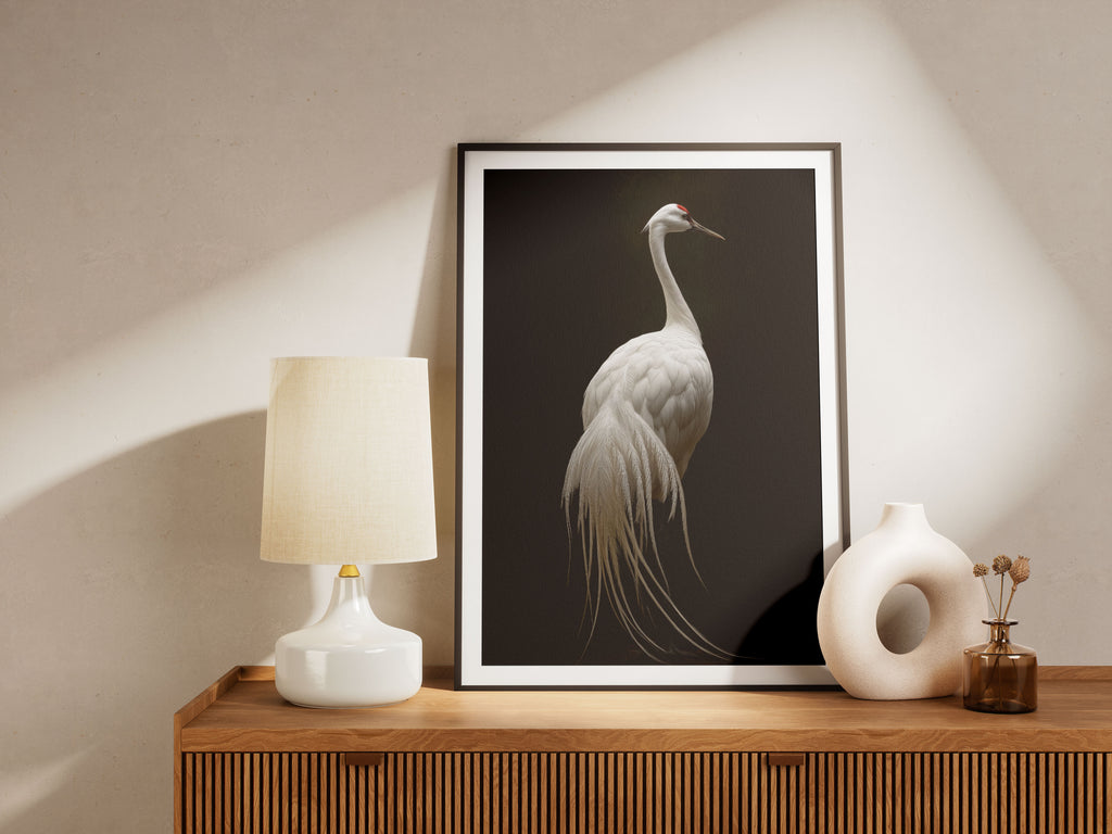 Crane Art Print - Minimalist Japanese Wall Art