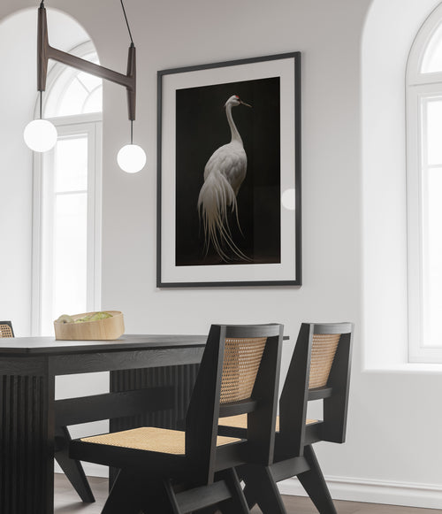 Crane Art Print - Minimalist Japanese Wall Art