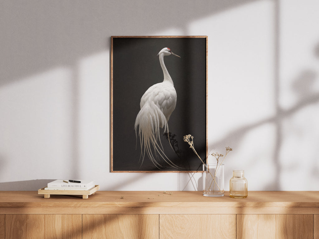 Crane Art Print - Minimalist Japanese Wall Art