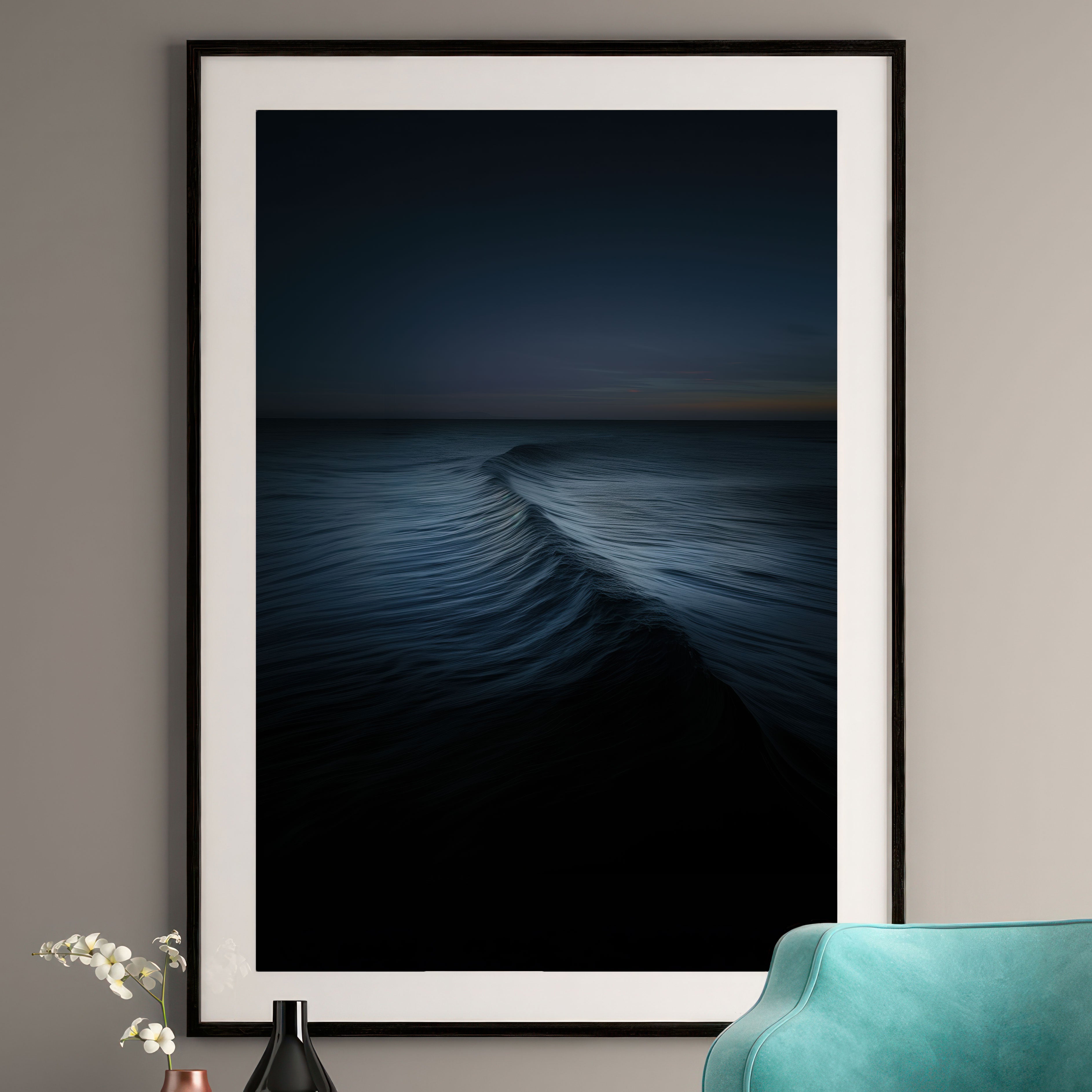 Moonlit Seascape Art Print - Tranquil Wave - Zen Wall Art