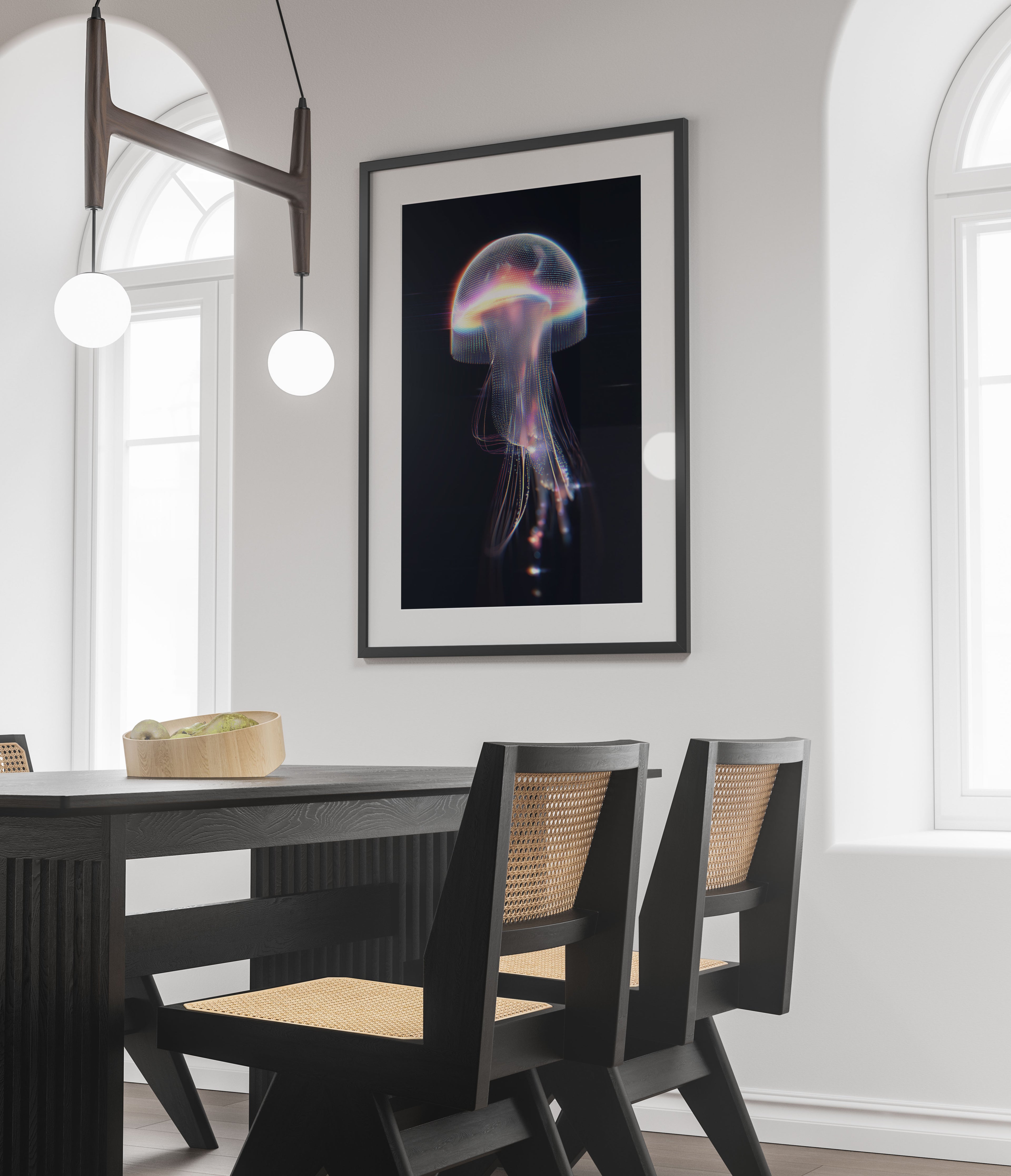 Glowing Jellyfish Art Print - Modern Digital Wall Decor