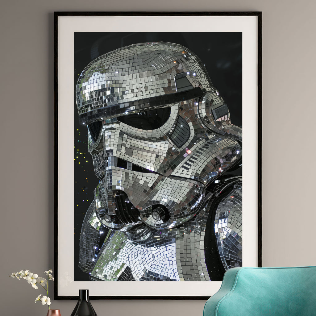 Disco Trooper Art Print - Mirrored Stormtrooper Decor