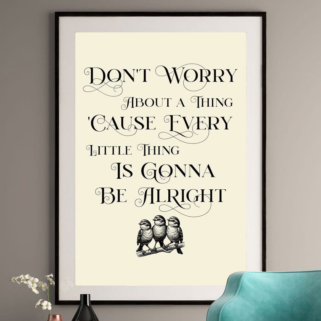 Bob Marley Quote Art Print - Three Little Birds Wall Art